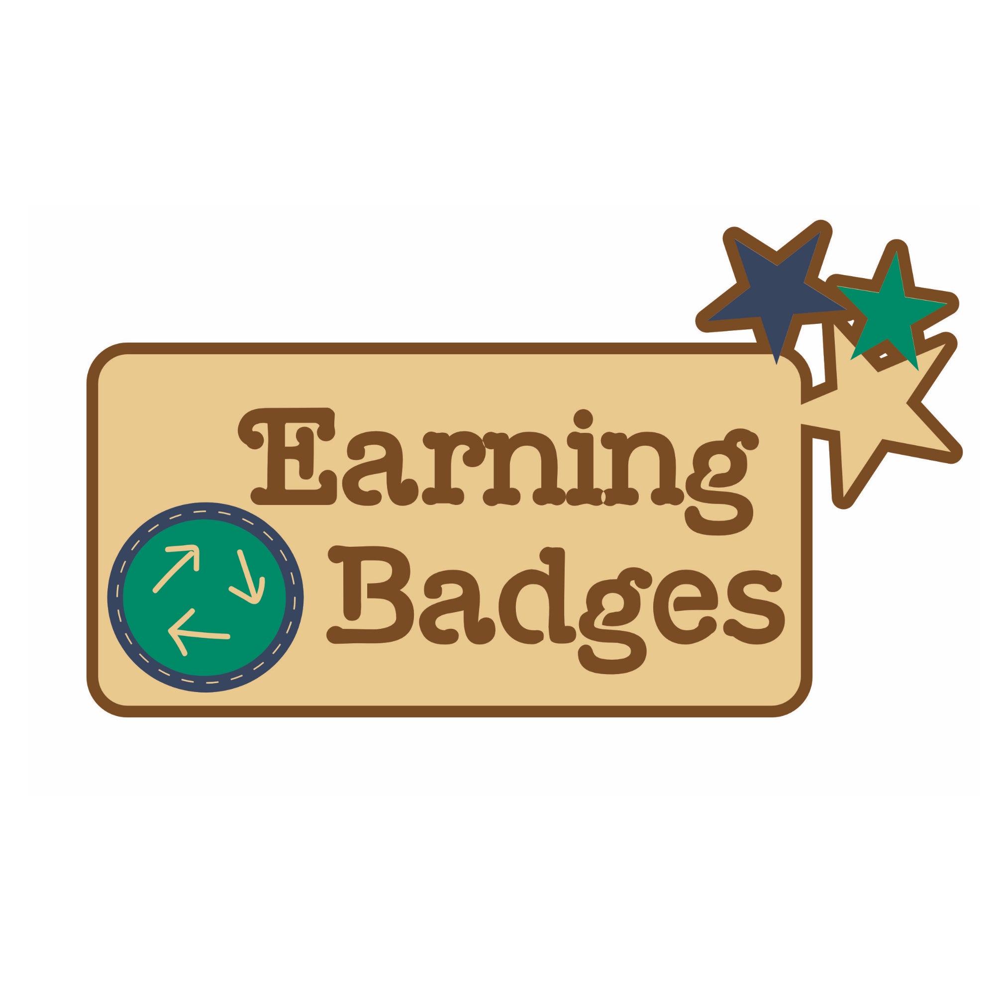Earning Badges Title 7.5 x 4.25 Laser Cut Scrapbook Embellishment by SSC Laser Designs
