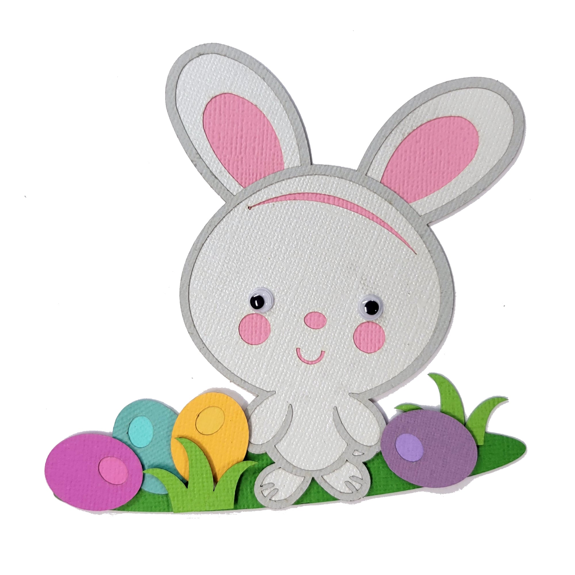 Easter Bunny & Eggs 5 x 5 Fully-Assembled Laser Cut Scrapbook Embellishment by SSC Laser Designs
