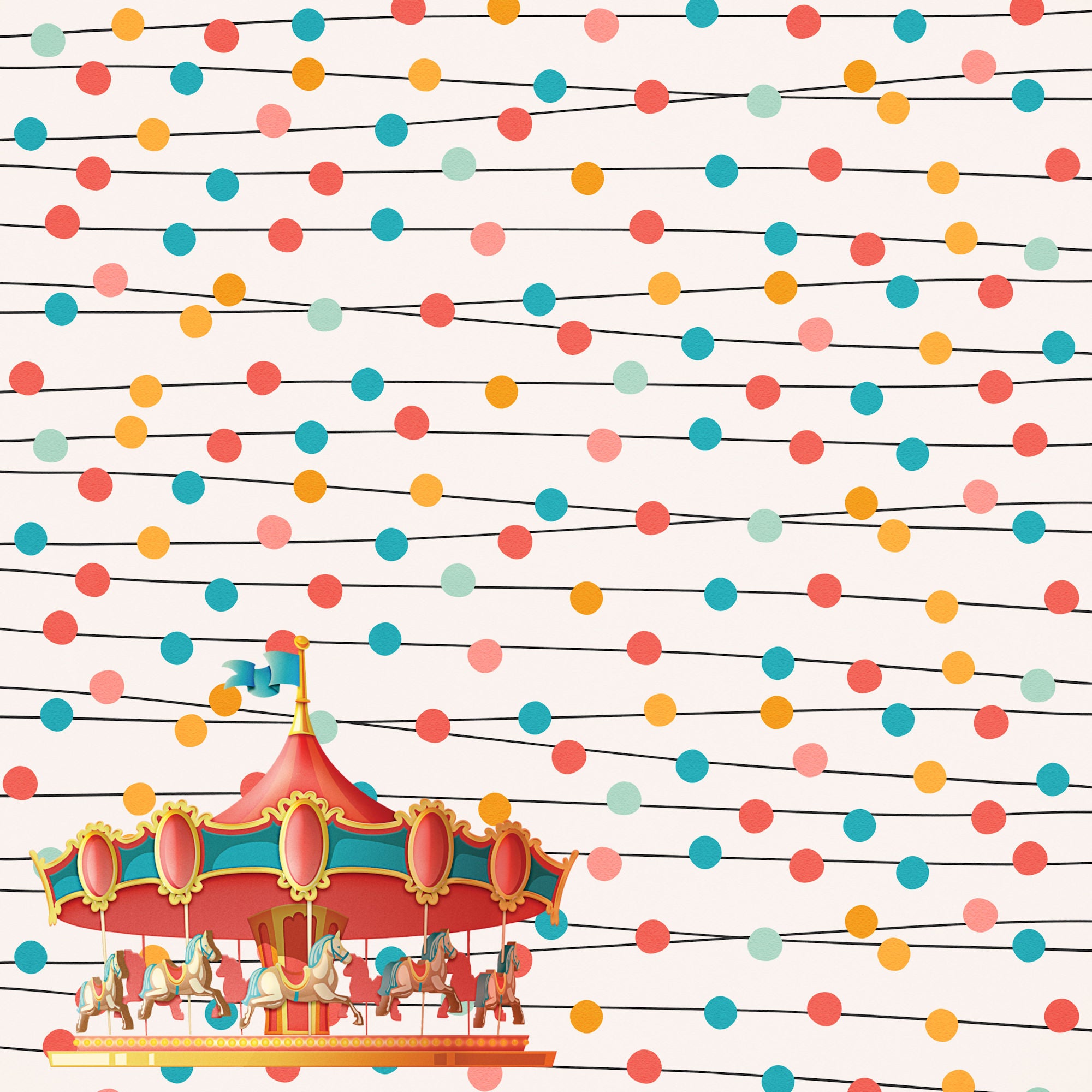 Fun At The Fair Collection Carousel Dreams 12 x 12 Double-Sided Scrapbook Paper by SSC Designs