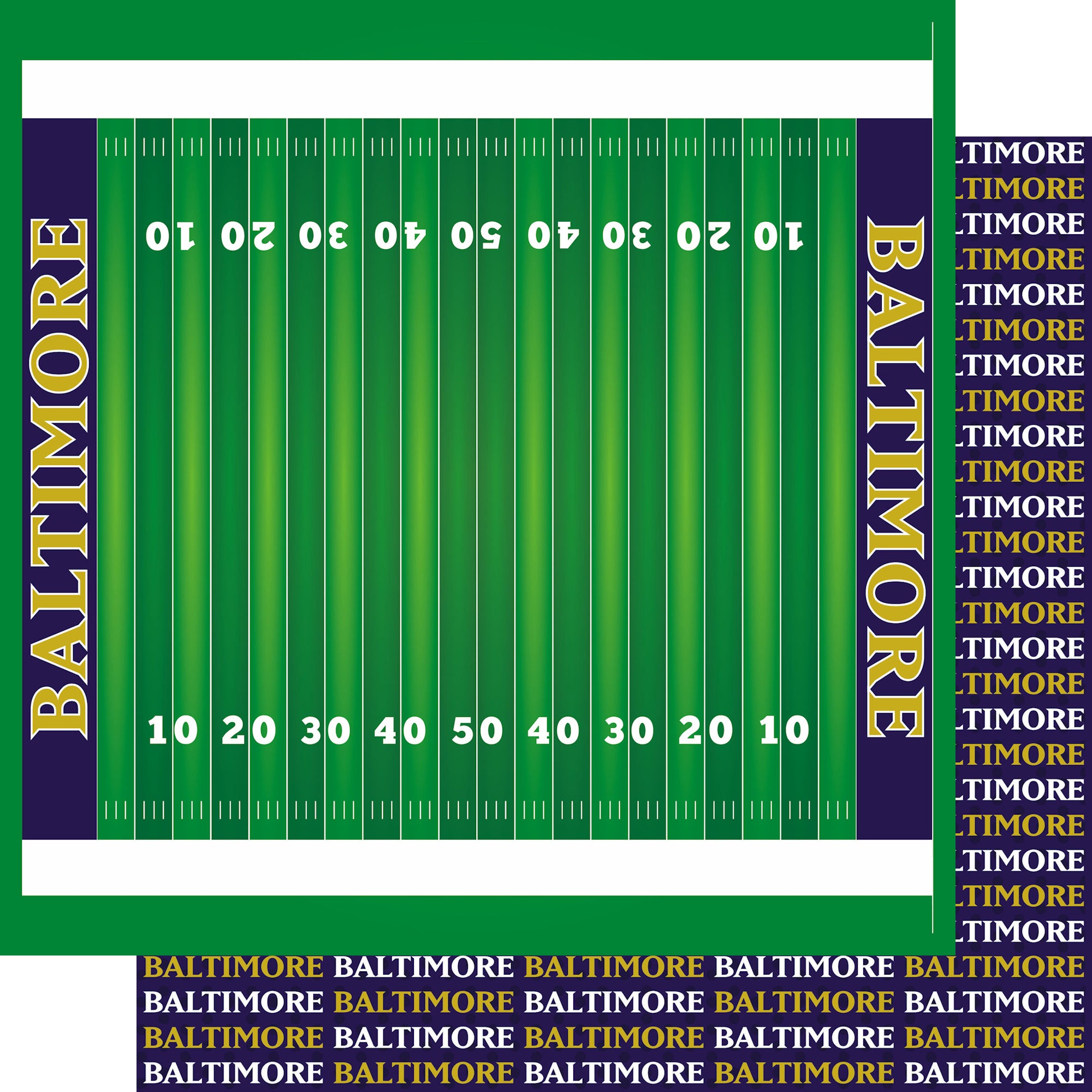 Football Season Collection  Baltimore On The Field 12 x 12 Double-Sided Scrapbook Paper by SSC Designs