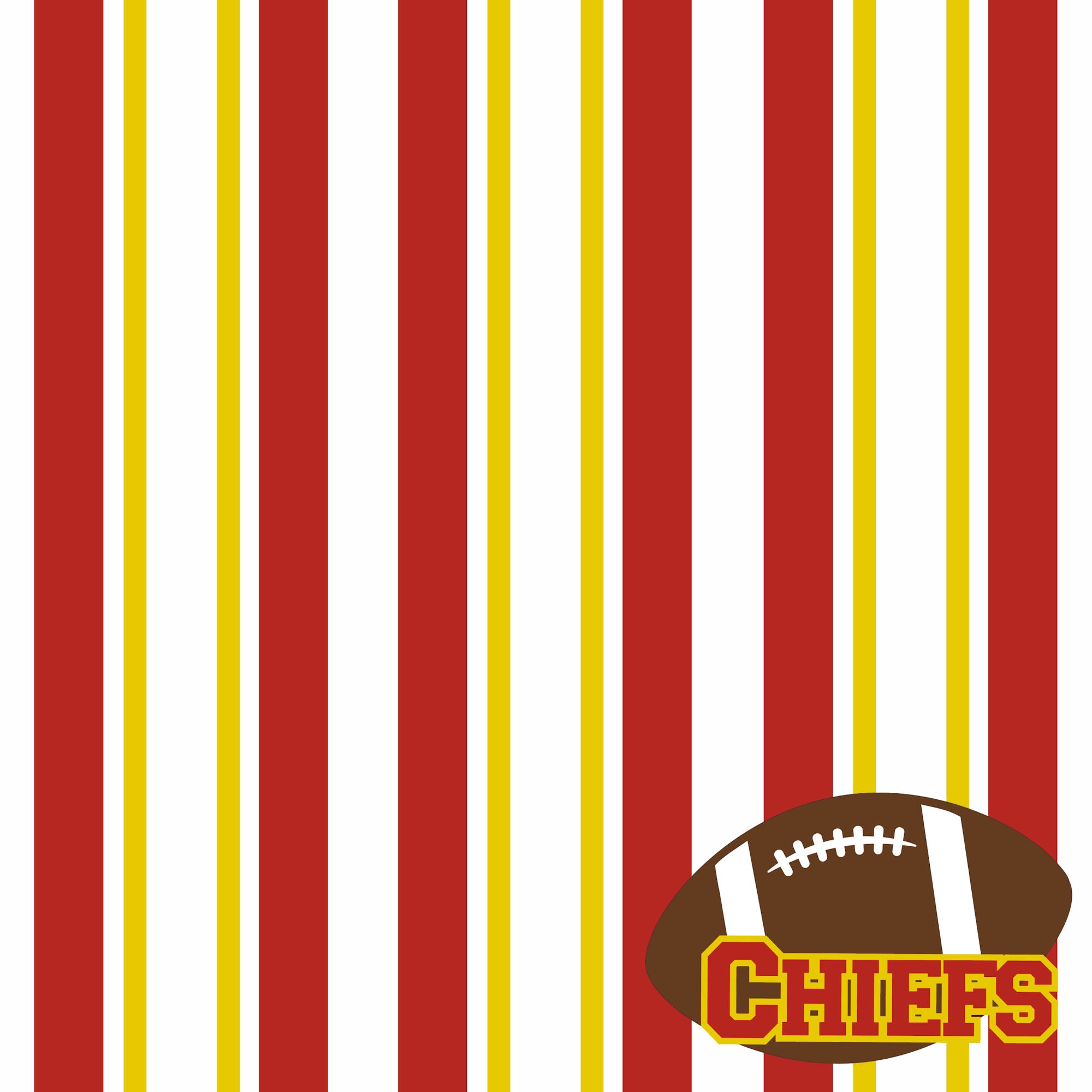 Football Season Collection Chiefs Sporty Stripes 12 x 12 Double-Sided Scrapbook Paper by SSC Designs
