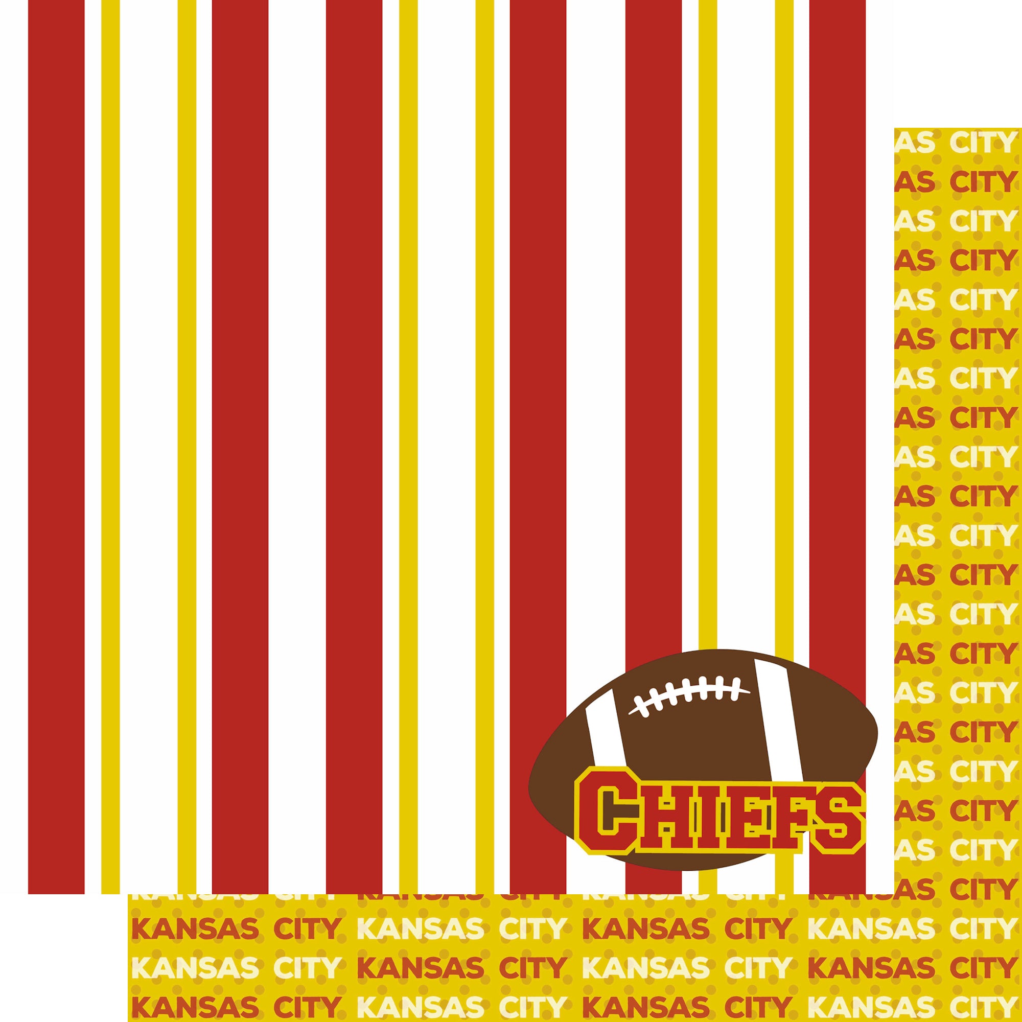 Football Season Collection Chiefs Sporty Stripes 12 x 12 Double-Sided Scrapbook Paper by SSC Designs