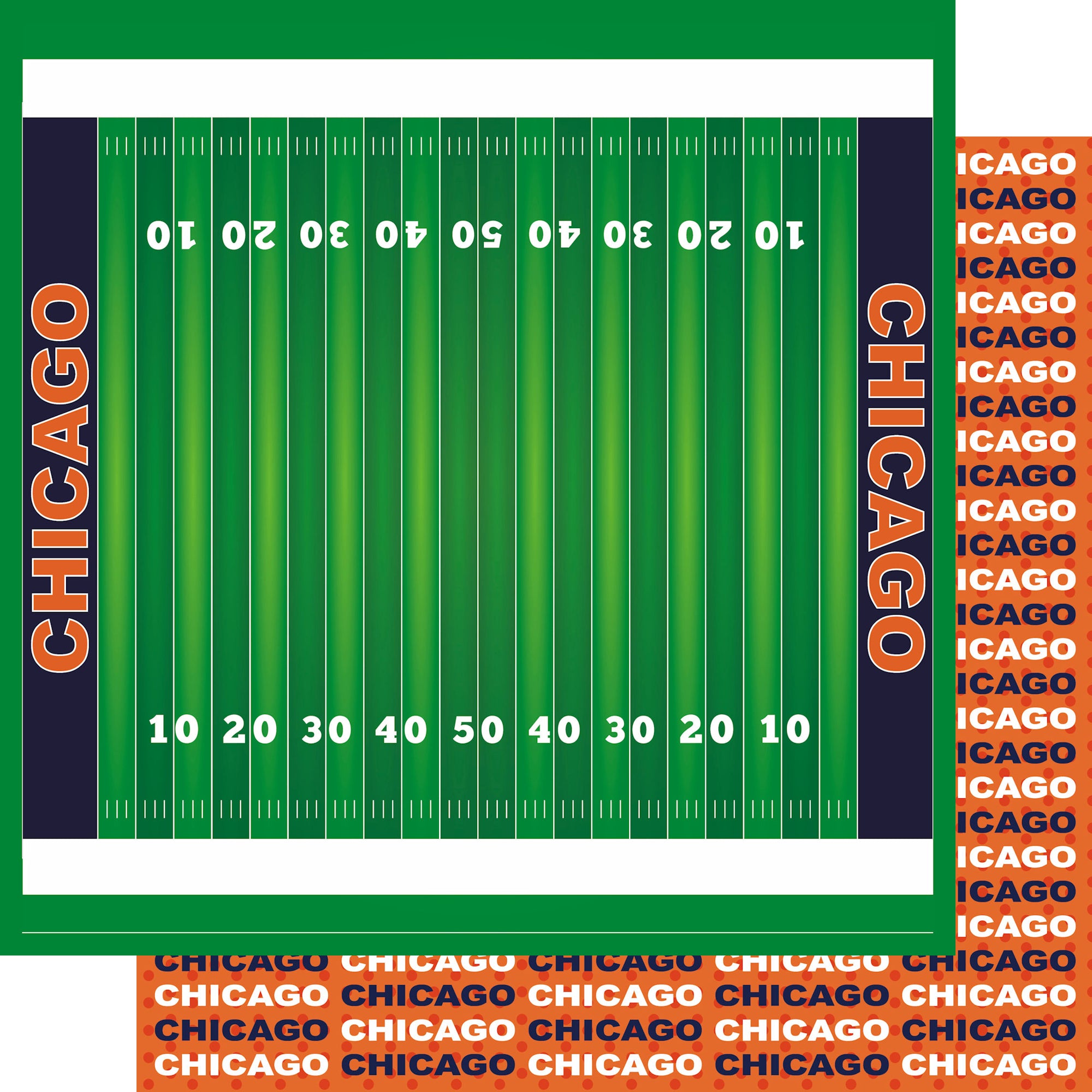 Football Season Collection Chicago On The Field 12 x 12 Double-Sided Scrapbook Paper by SSC Designs