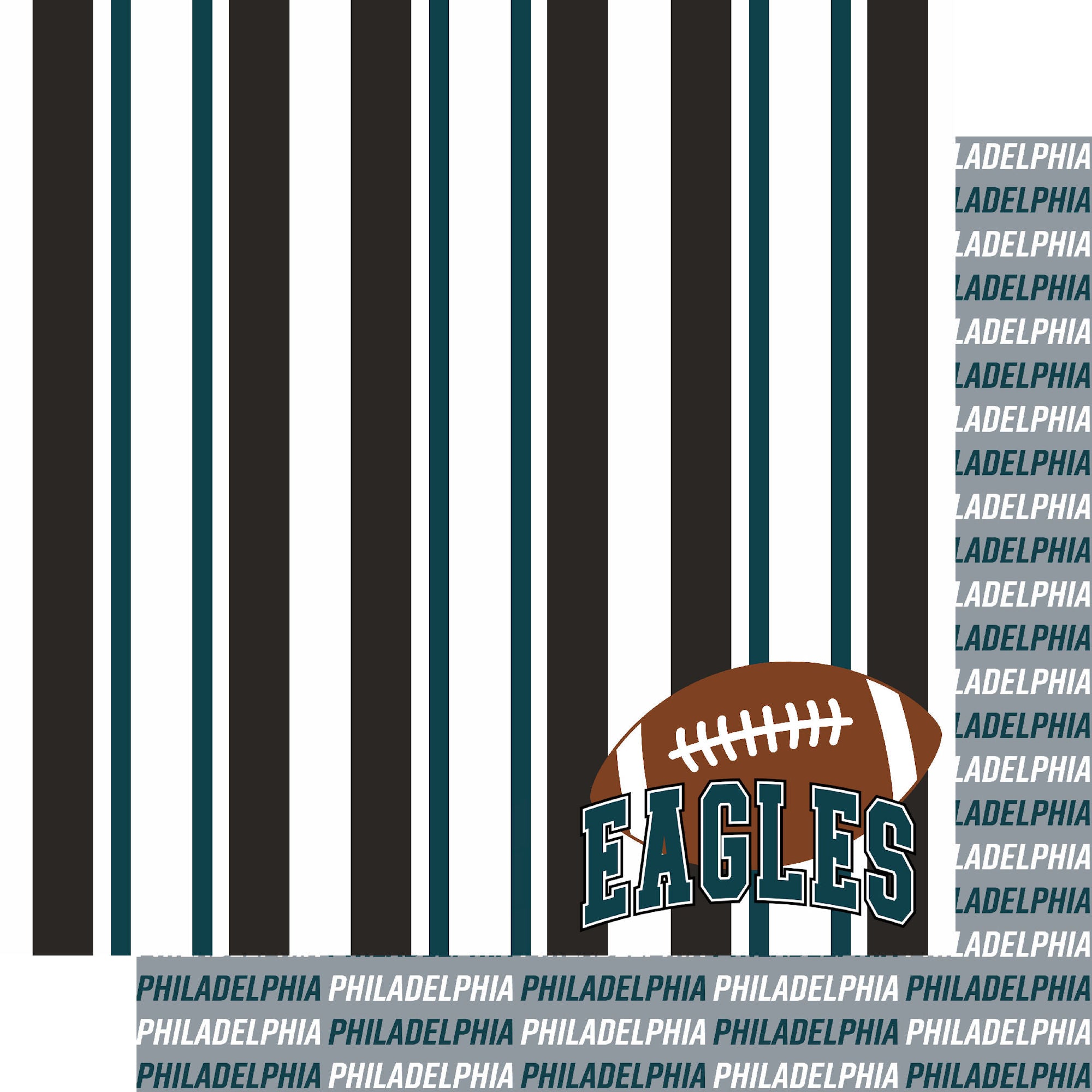 Football Season Collection Eagles Sporty Stripes 12 x 12 Double-Sided Scrapbook Paper by SSC Designs