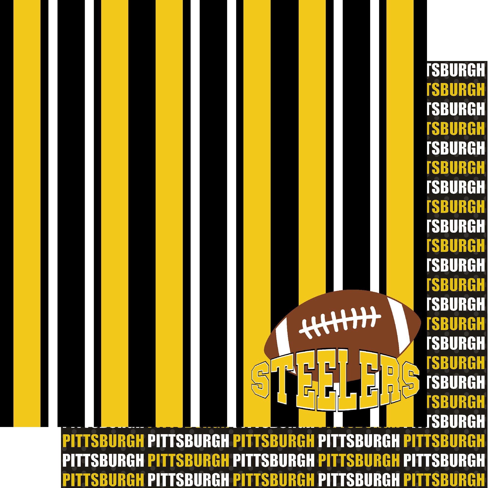 Football Season Collection Steelers Sporty Stripes 12 x 12 Double-Sided Scrapbook Paper by SSC Designs