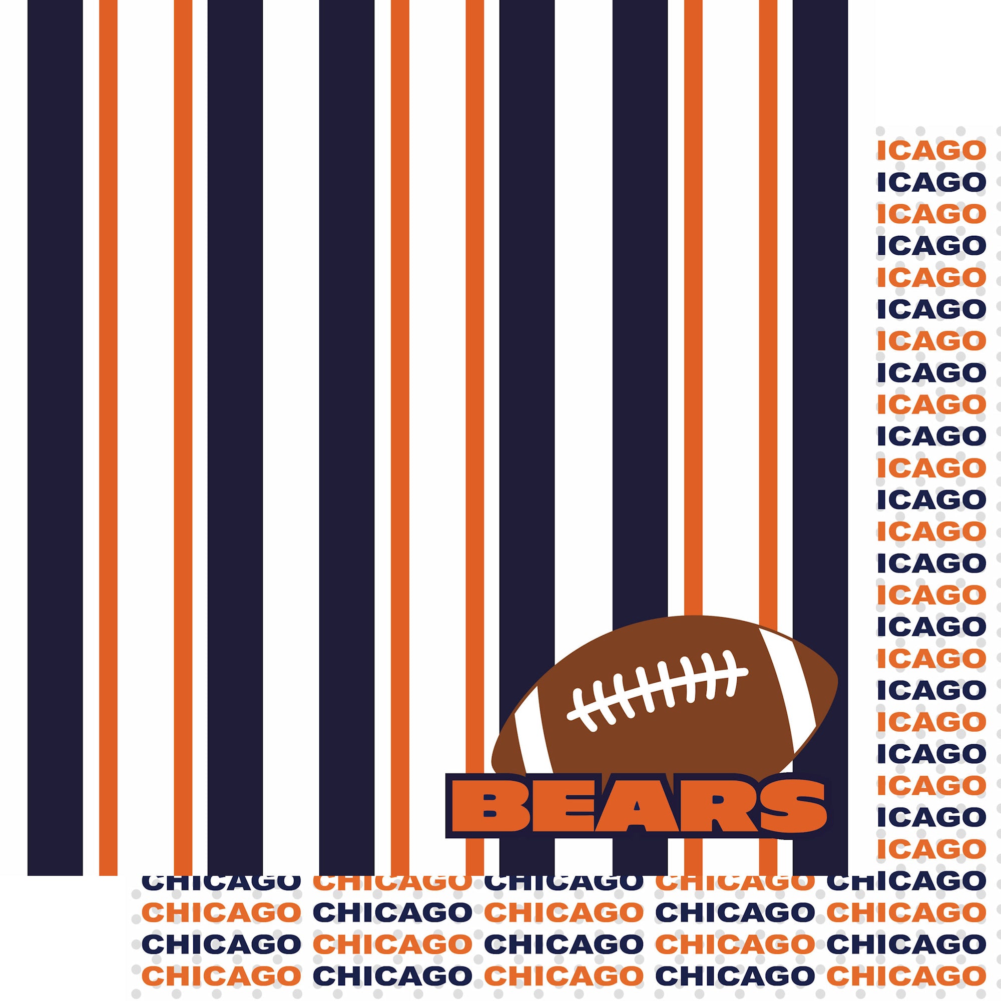 Football Season Collection Bears Sporty Stripes 12 x 12 Double-Sided Scrapbook Paper by SSC Designs