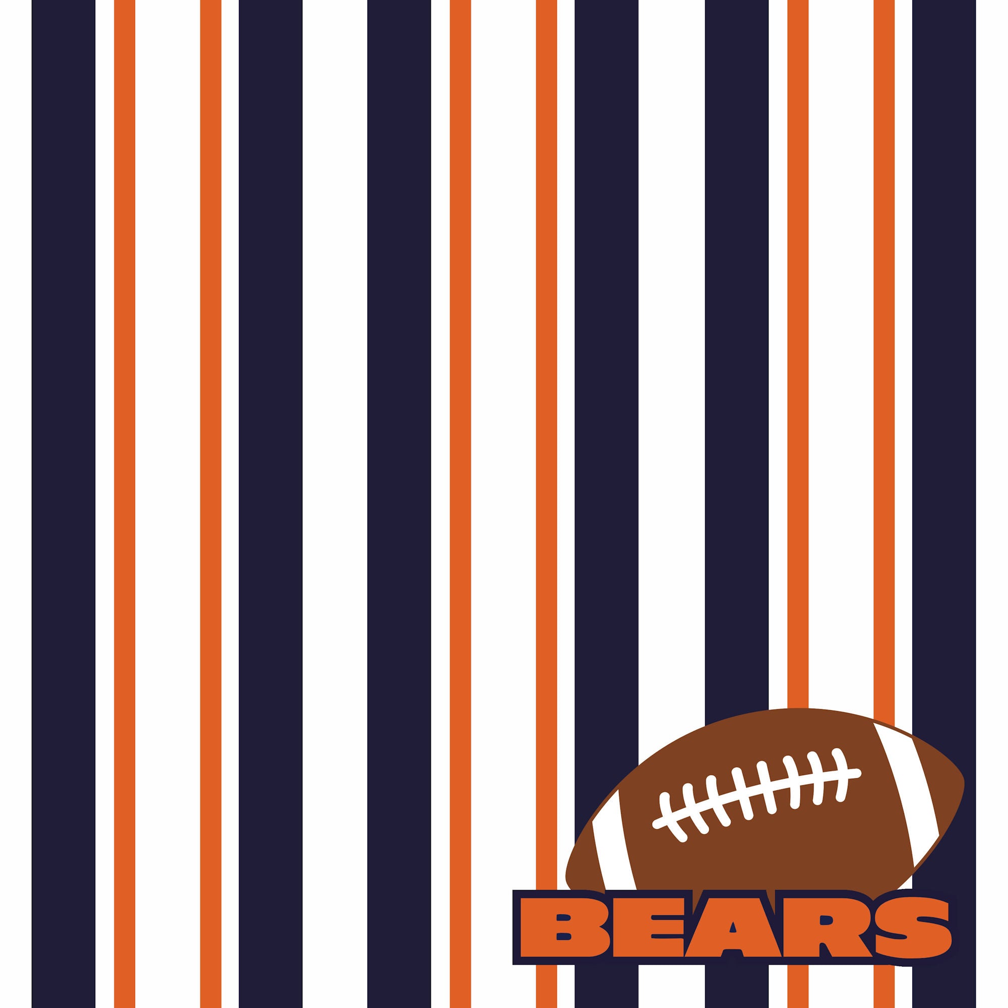 Football Season Collection Bears Sporty Stripes 12 x 12 Double-Sided Scrapbook Paper by SSC Designs