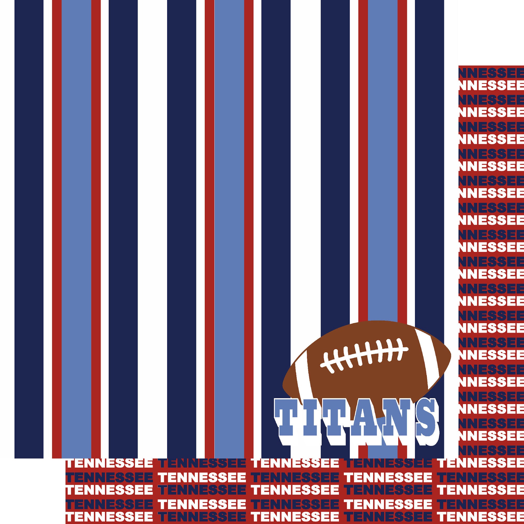 Football Season Collection Titans Sporty Stripes 12 x 12 Double-Sided Scrapbook Paper by SSC Designs