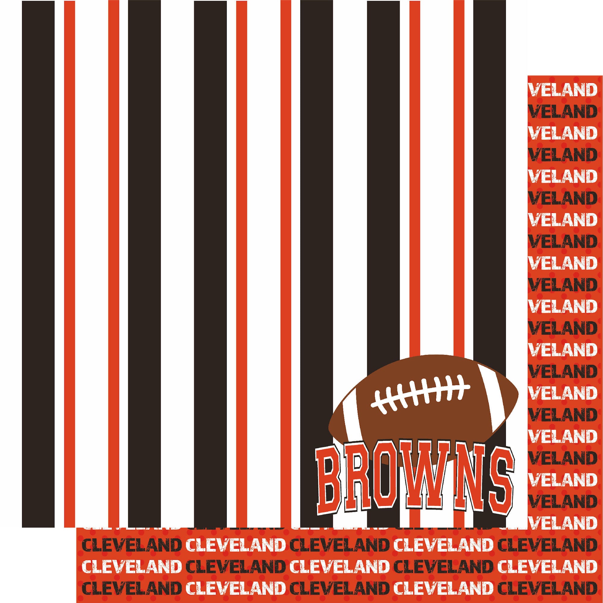 Football Season Collection Browns Sporty Stripes 12 x 12 Double-Sided Scrapbook Paper by SSC Designs
