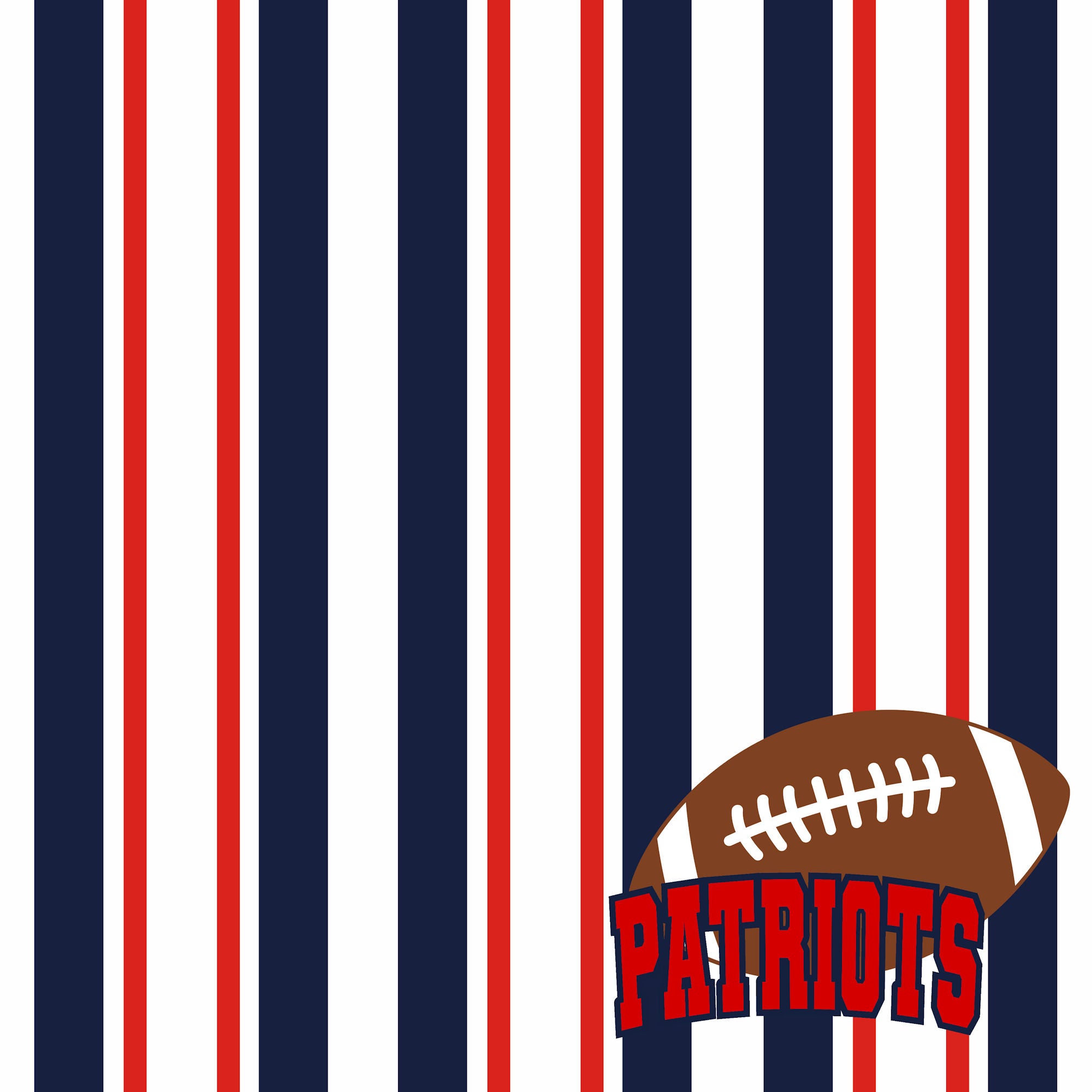 Football Season Collection Patriots Sporty Stripes 12 x 12 Double-Sided Scrapbook Paper by SSC Designs