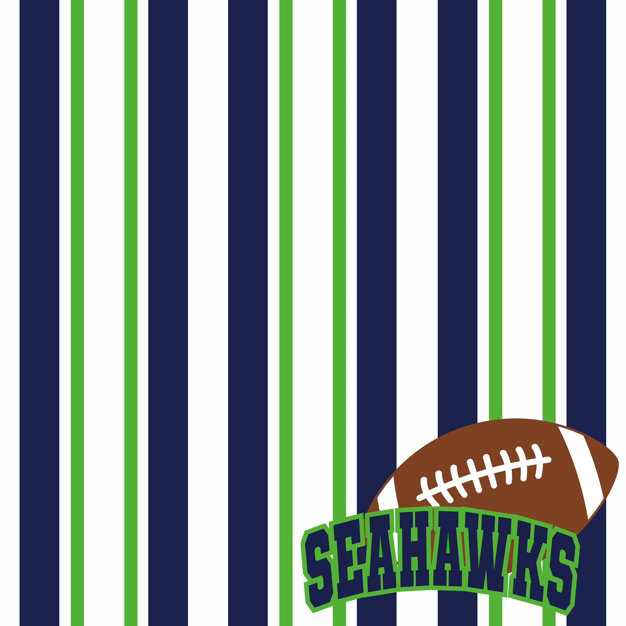 Football Season Collection Seahawks Sporty Stripes 12 x 12 Double-Sided Scrapbook Paper by SSC Designs