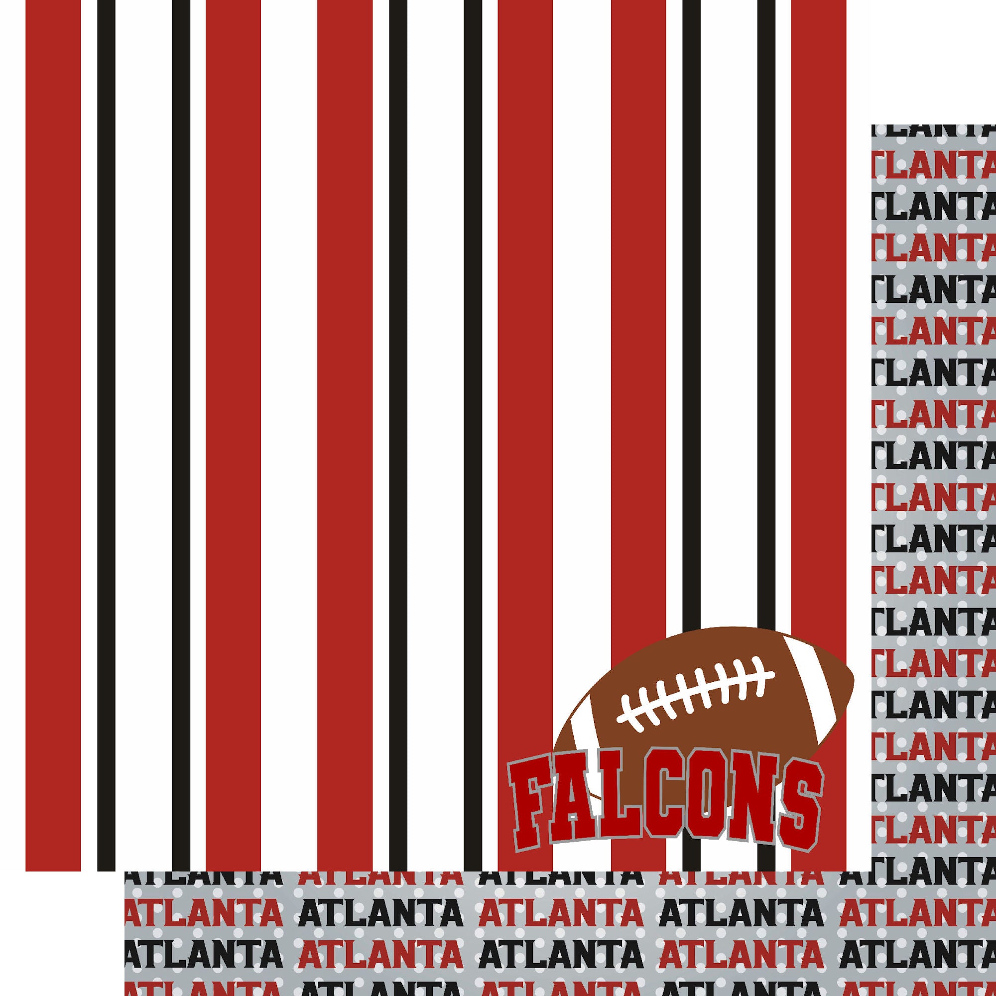 Football Season Collection Falcons Sporty Stripes 12 x 12 Double-Sided Scrapbook Paper by SSC Designs