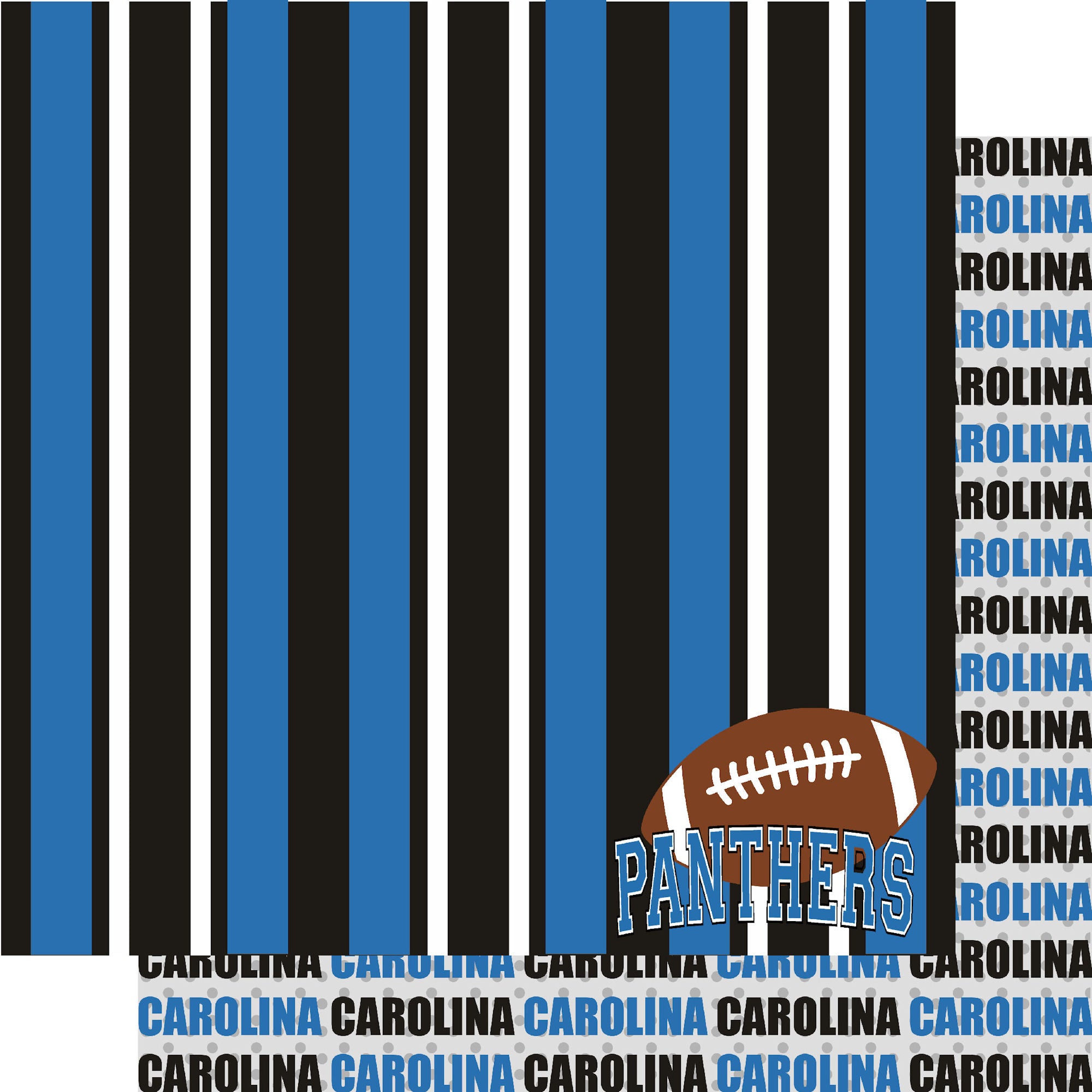 Football Season Collection Panthers Sporty Stripes 12 x 12 Double-Sided Scrapbook Paper by SSC Designs