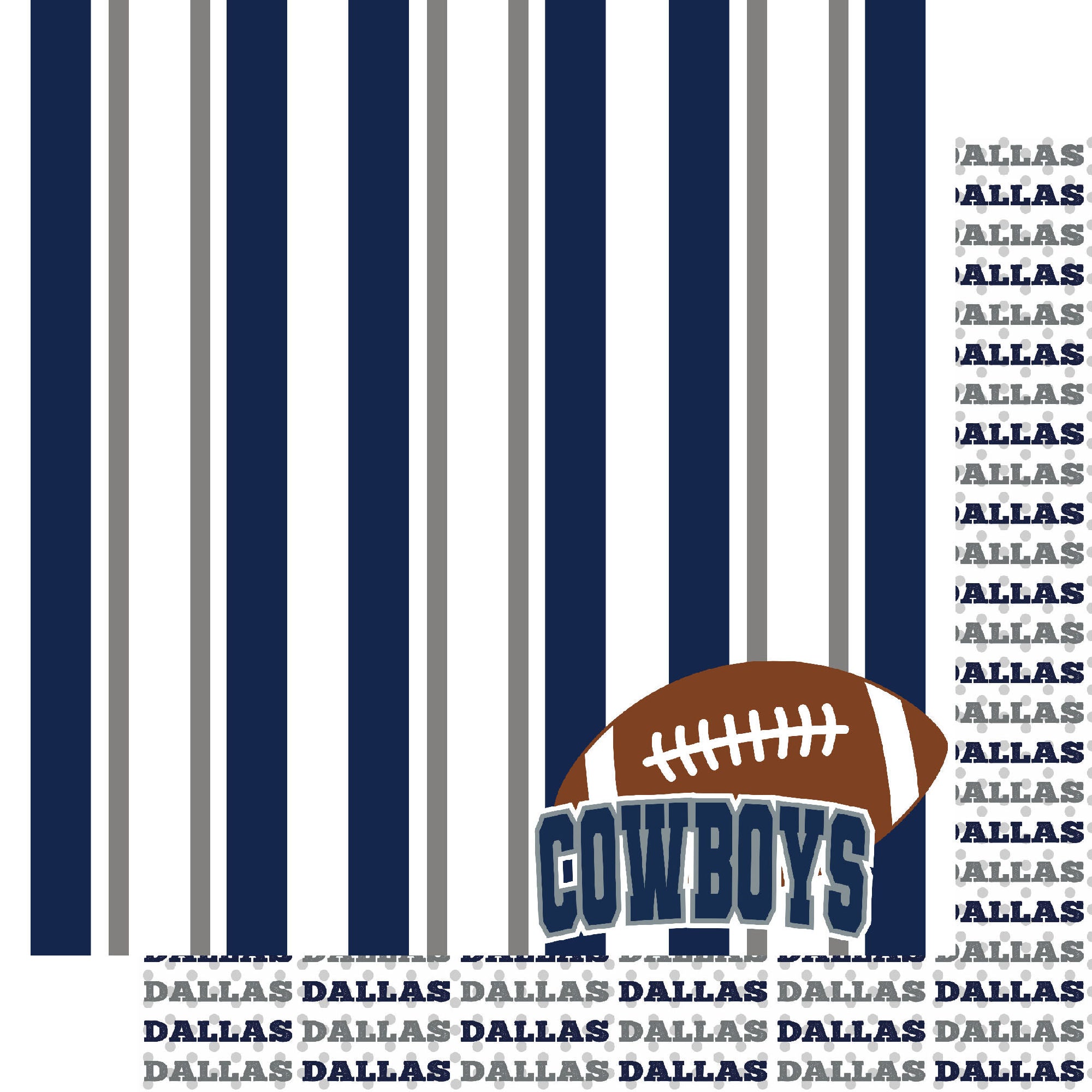Football Season Collection Cowboys Sporty Stripes 12 x 12 Double-Sided Scrapbook Paper by SSC Designs