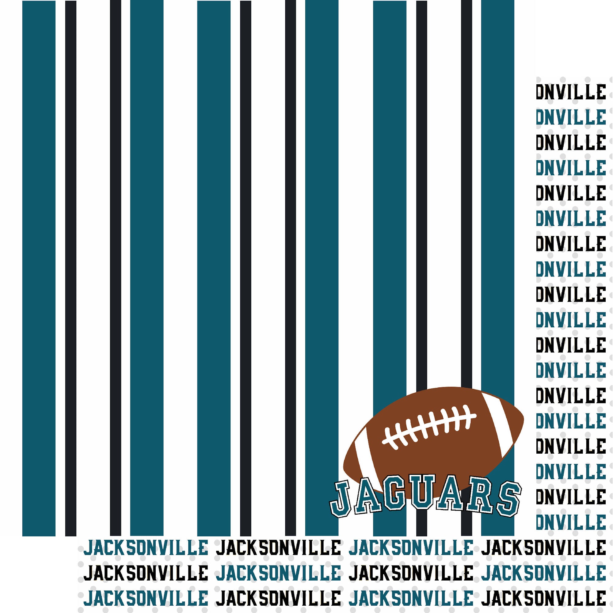 Football Season Collection Jaguars Sporty Stripes 12 x 12 Double-Sided Scrapbook Paper by SSC Designs