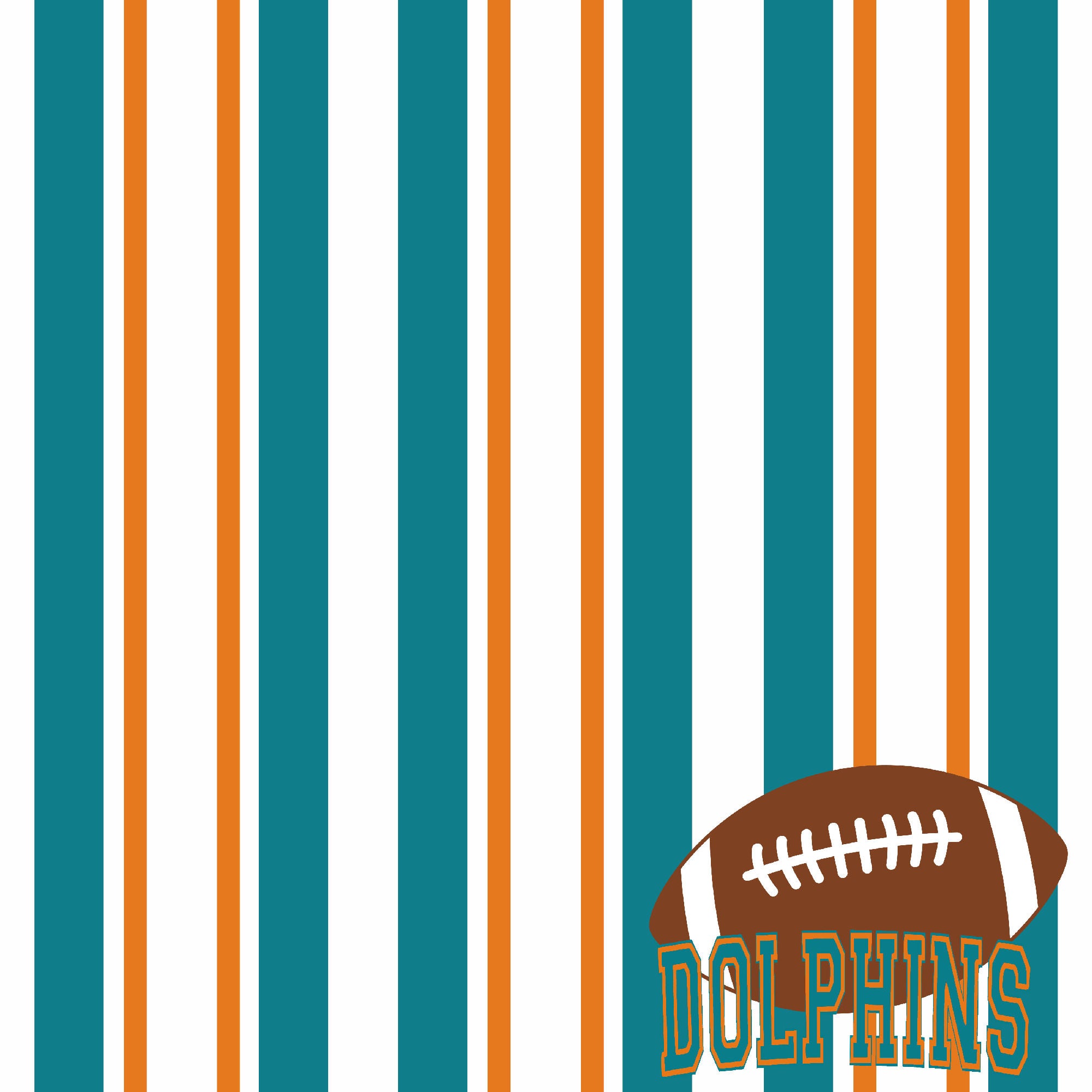 Football Season Collection Dolphins Sporty Stripes 12 x 12 Double-Sided Scrapbook Paper by SSC Designs