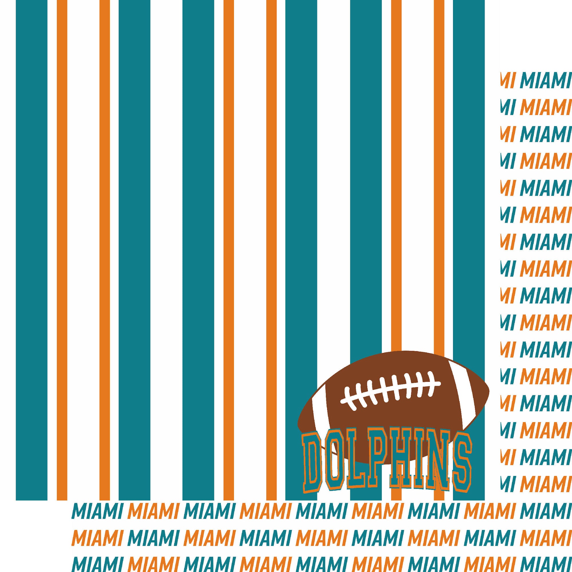 Football Season Collection Dolphins Sporty Stripes 12 x 12 Double-Sided Scrapbook Paper by SSC Designs