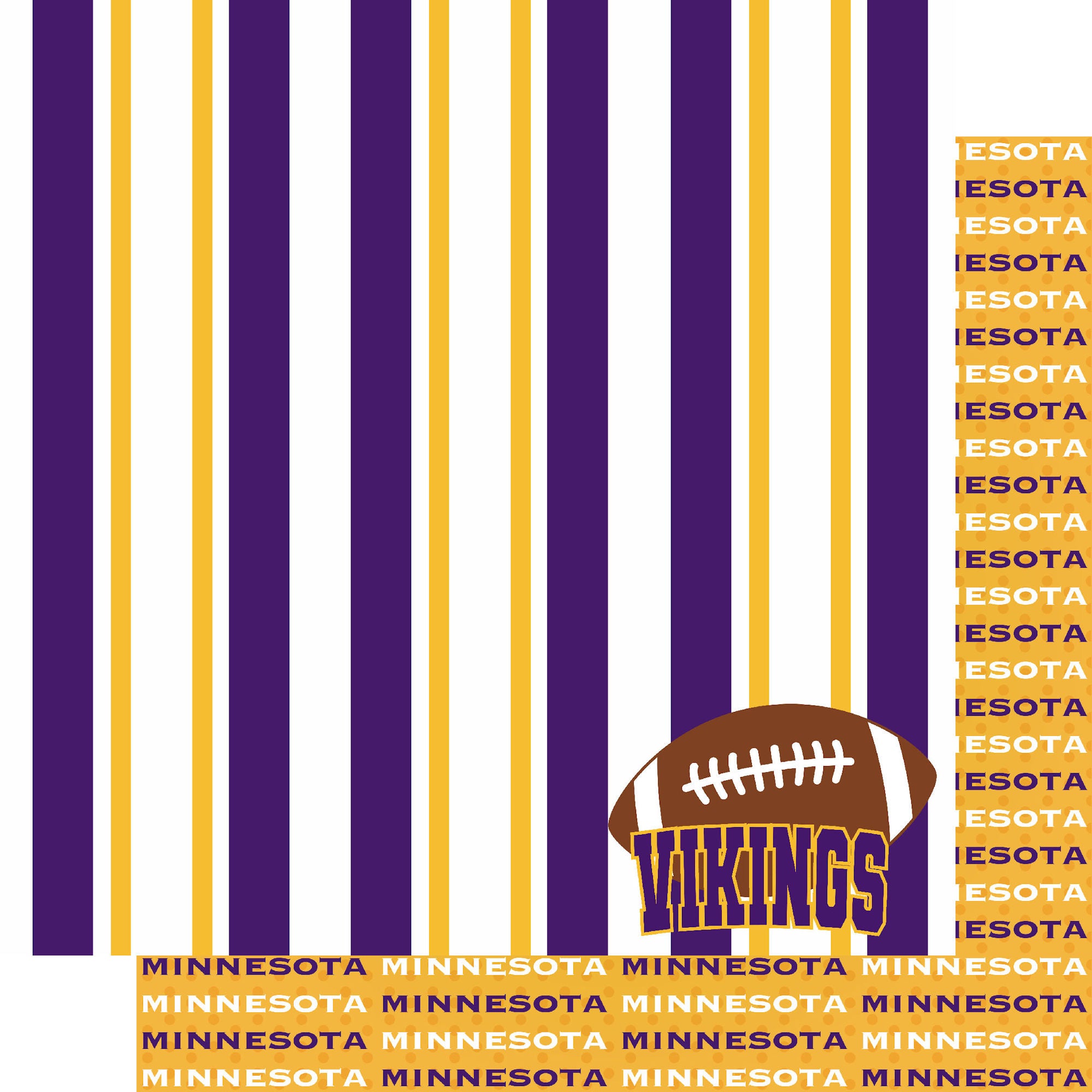 Football Season Collection Vikings Sporty Stripes 12 x 12 Double-Sided Scrapbook Paper by SSC Designs
