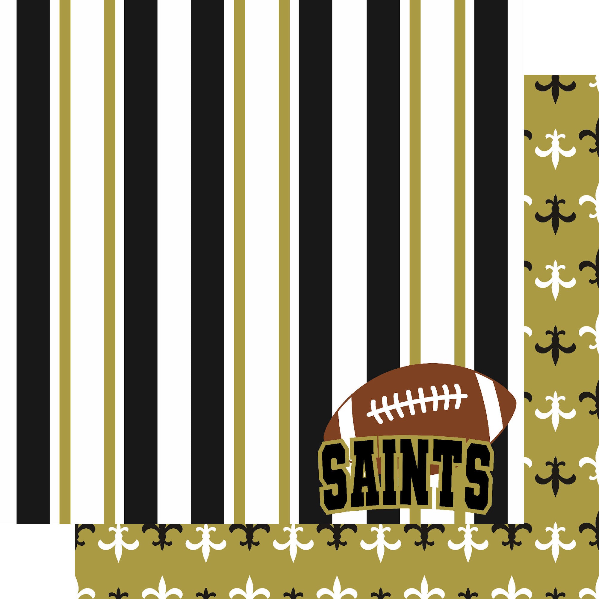 Football Season Collection Saints Sporty Stripes 12 x 12 Double-Sided Scrapbook Paper by SSC Designs