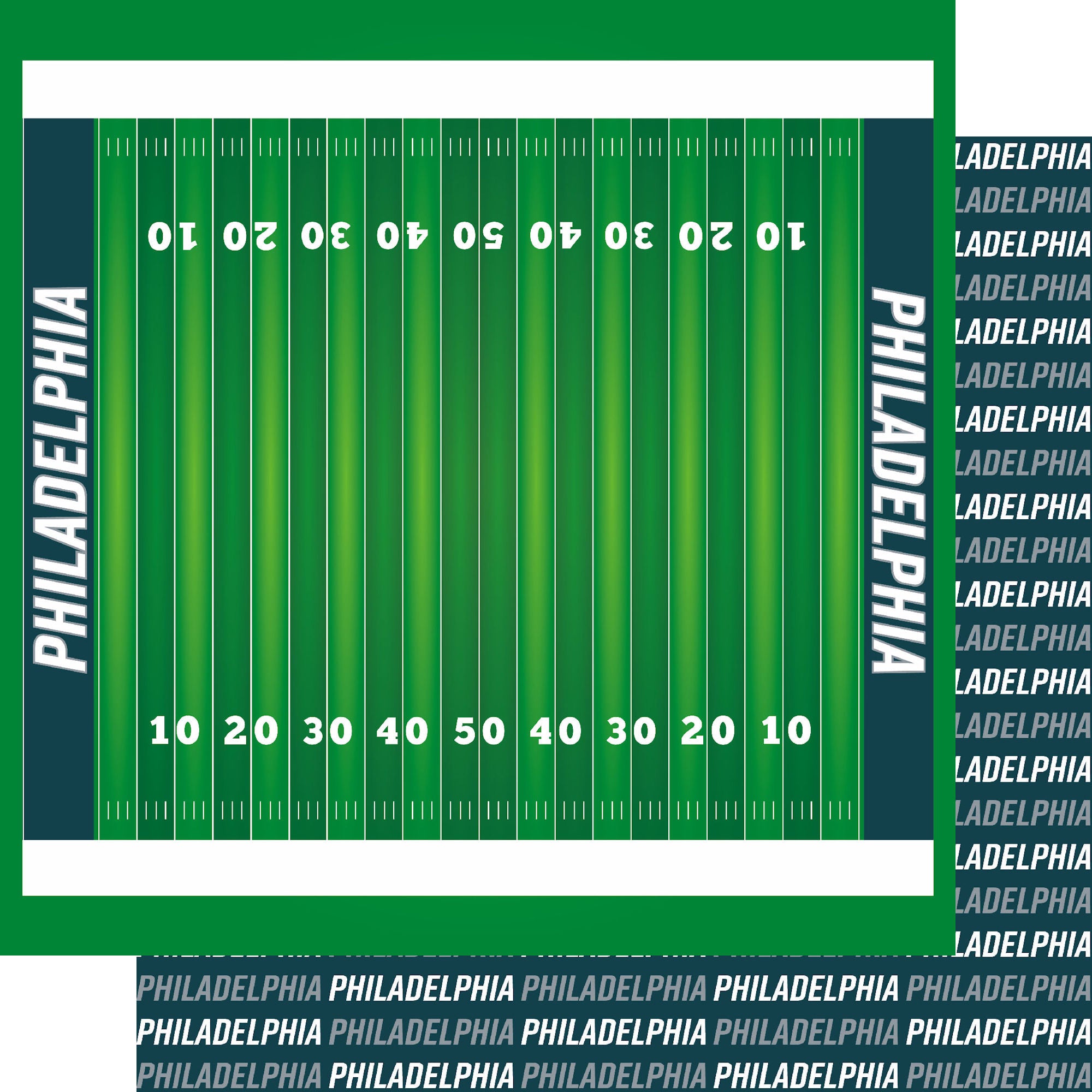 Football Season Collection Philadelphia On The Field 12 x 12 Double-Sided Scrapbook Paper by SSC Designs