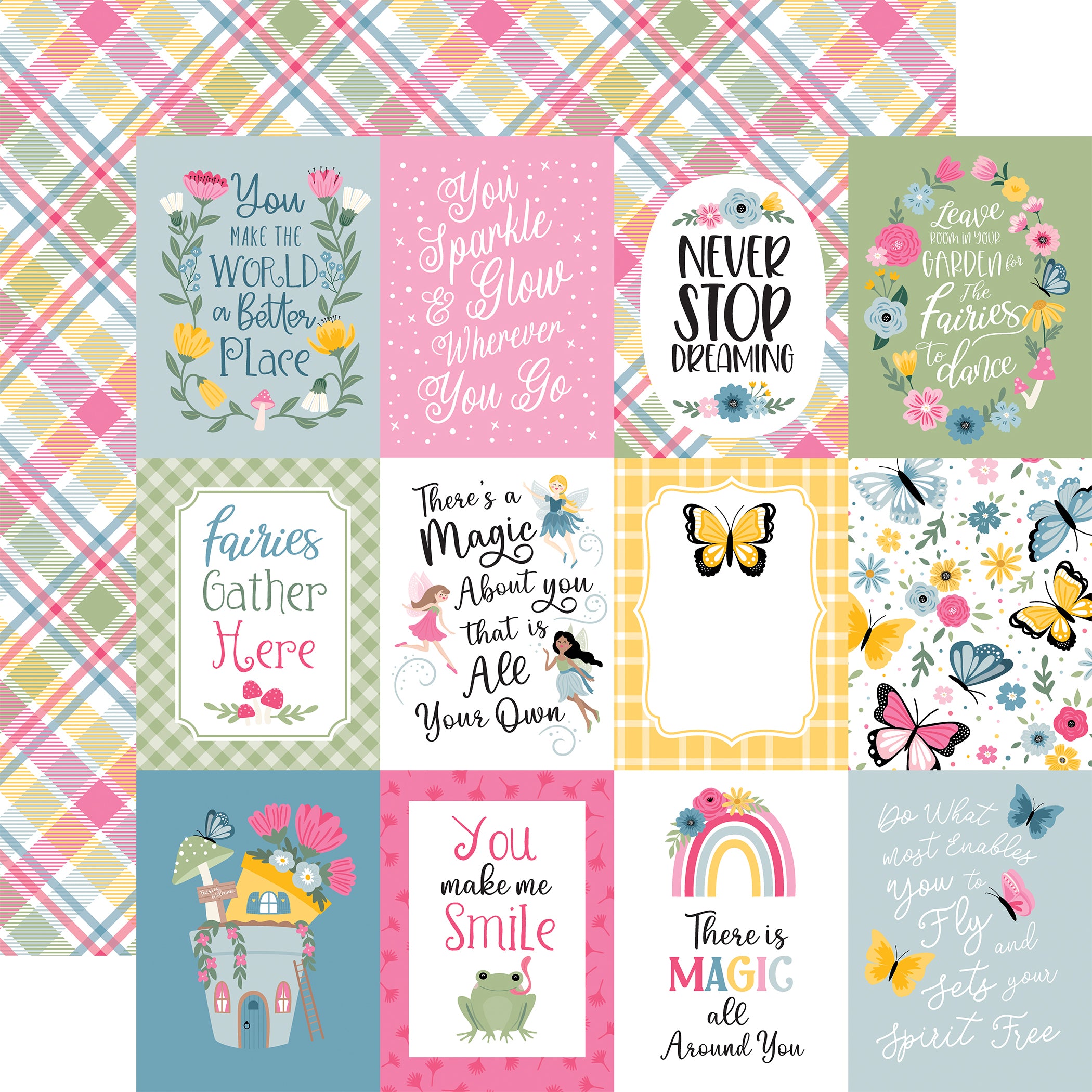 Fairy Garden Collection 3x4 Journaling Cards 12 x 12 Double-Sided Scrapbook Paper by Echo Park Paper