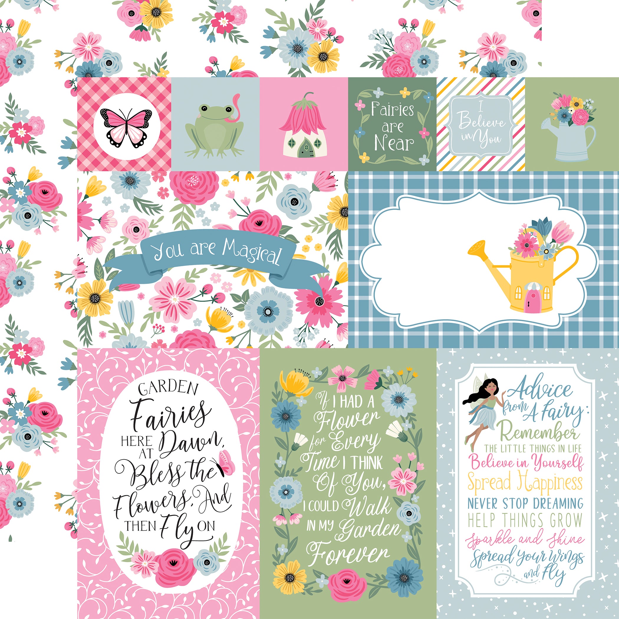 Fairy Garden Collection Multi Journaling Cards 12 x 12 Double-Sided Scrapbook Paper by Echo Park Paper