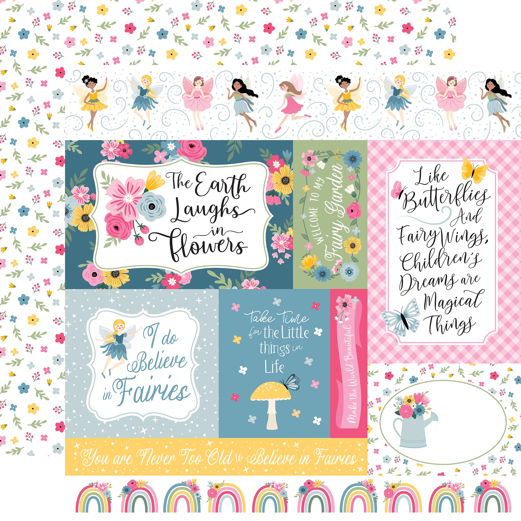 Fairy Garden Collection Journaling Cards 12 x 12 Double-Sided Scrapbook Paper by Echo Park Paper
