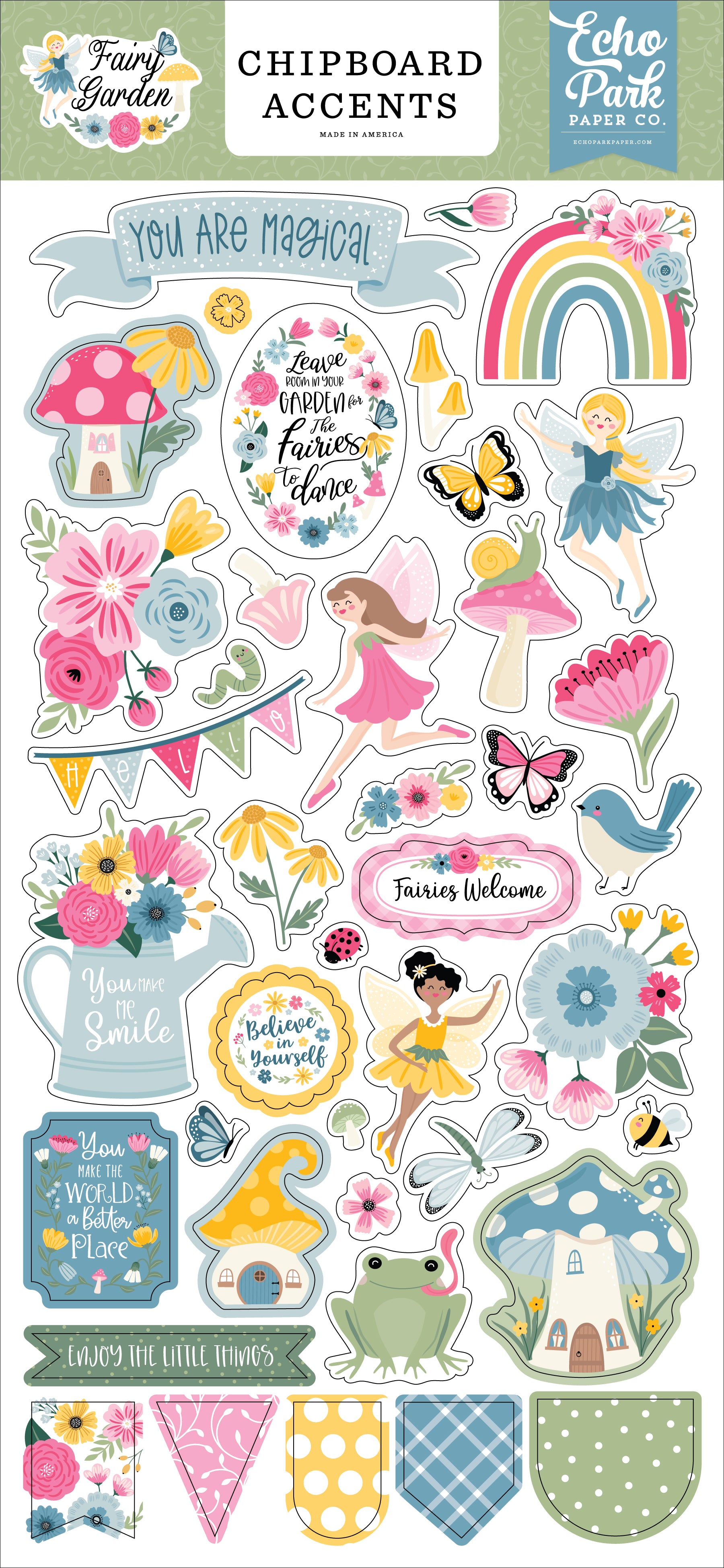 Fairy Garden Collection 6 x 12 Scrapbook Chipboard Accents by Echo Park Paper