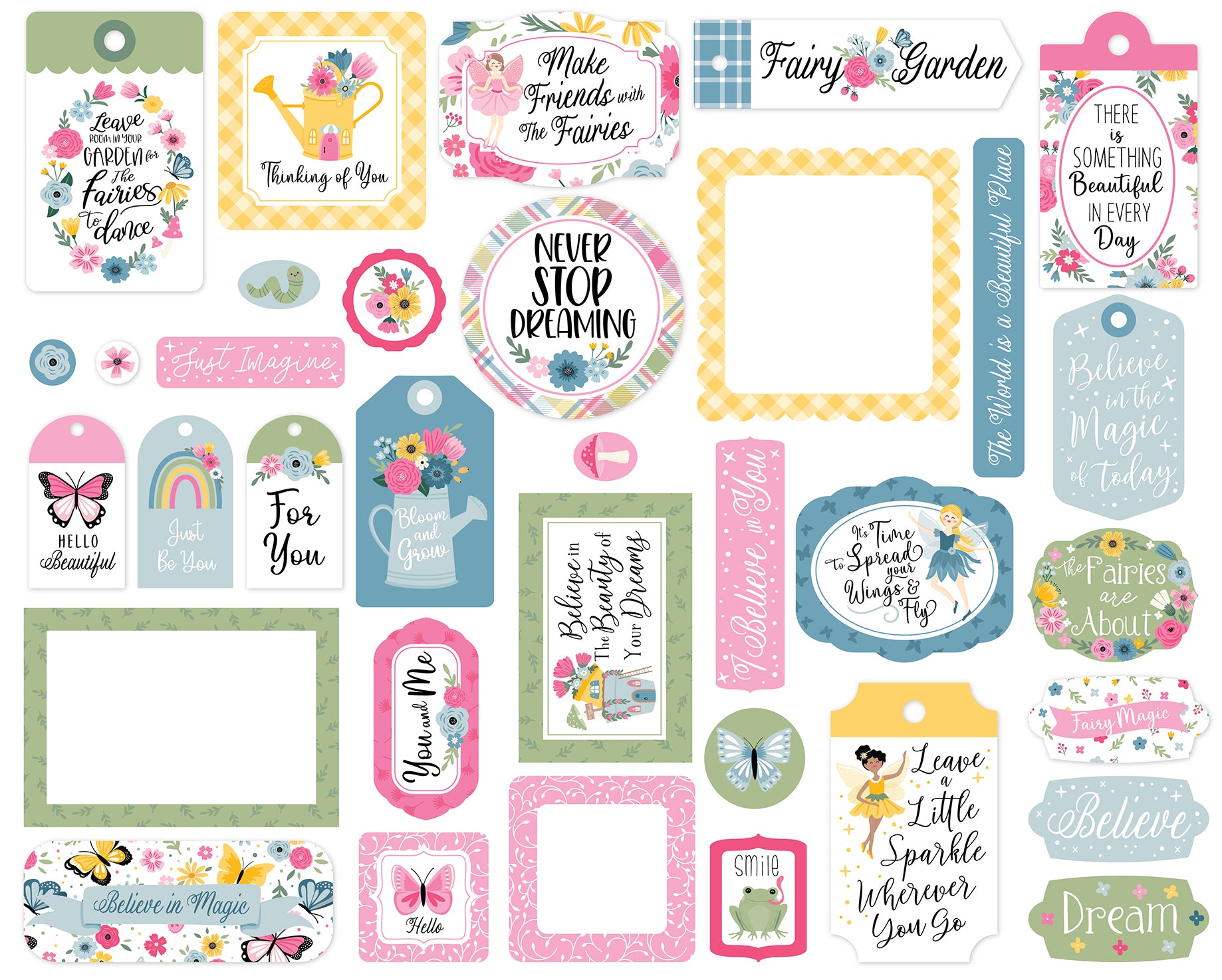 Fairy Garden Collection 5 x 5 Scrapbook Frames & Tags by Echo Park Paper