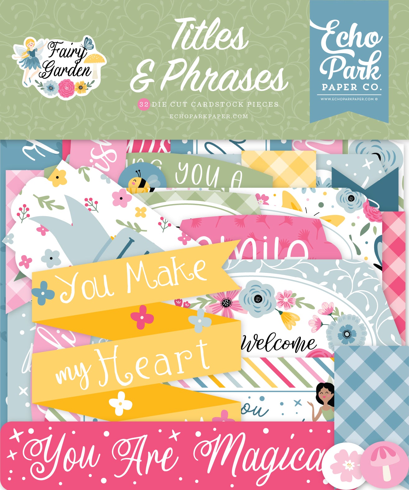 Fairy Garden Collection 5 x 5 Scrapbook Titles & Phrases by Echo Park Paper