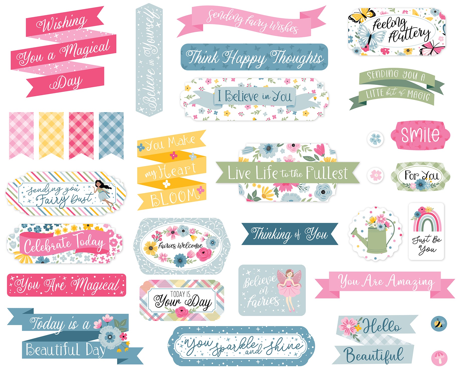 Fairy Garden Collection 5 x 5 Scrapbook Titles & Phrases by Echo Park Paper