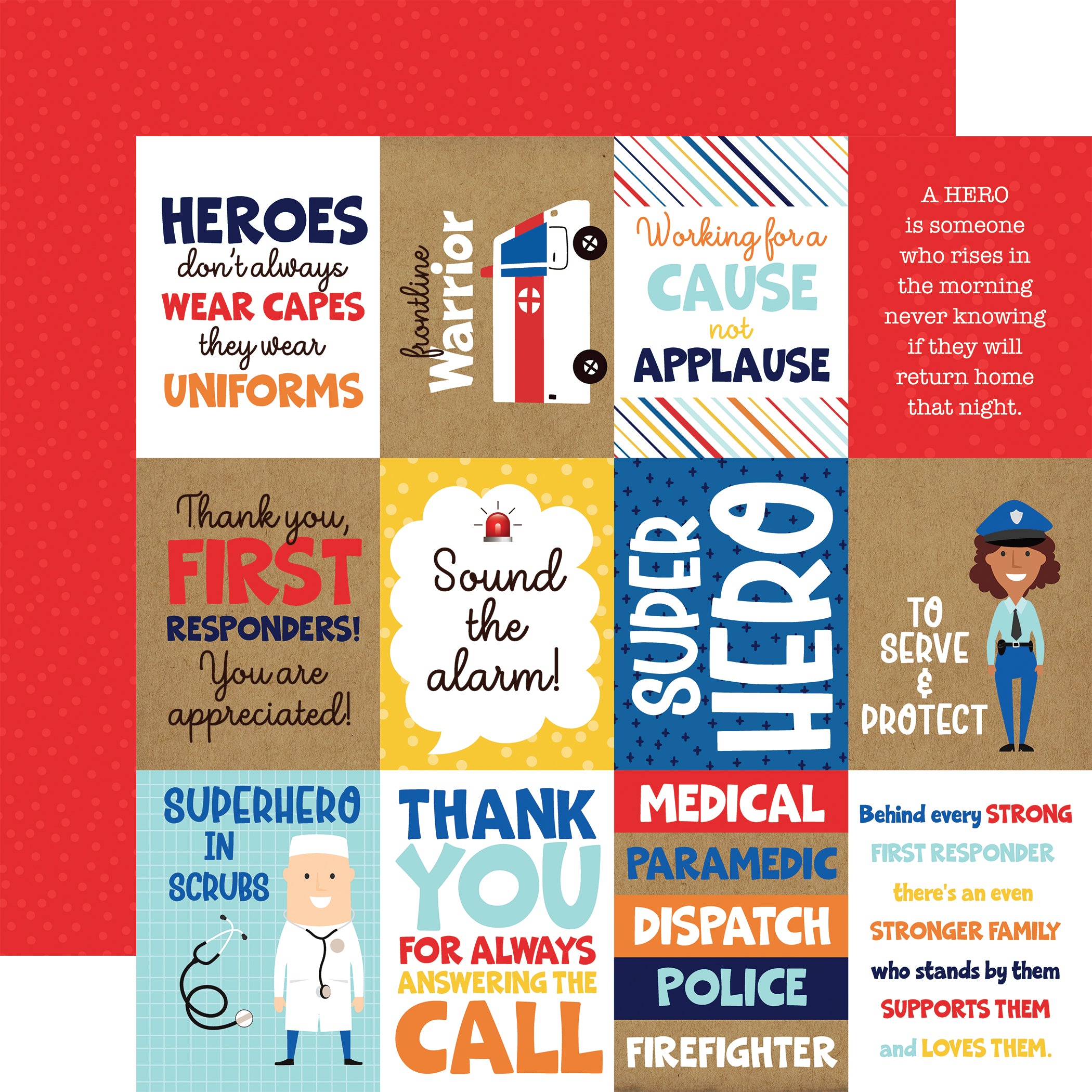 First Responder Collection 13-Piece Collection Kit by Echo Park Paper-12 Papers, 1 Sticker