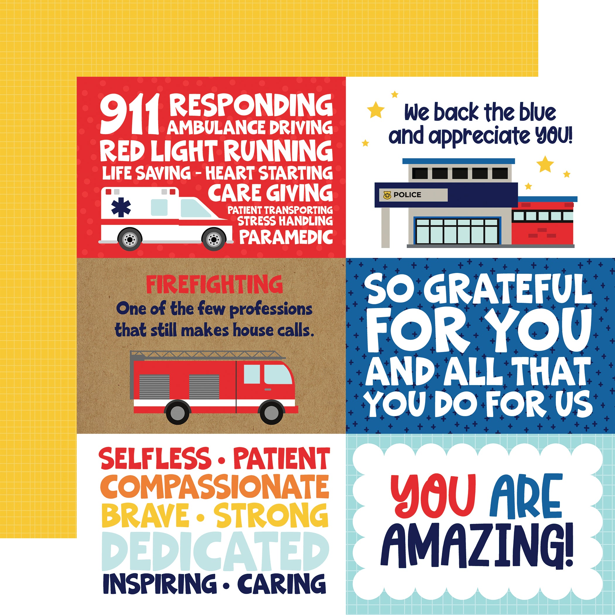 First Responder Collection 13-Piece Collection Kit by Echo Park Paper-12 Papers, 1 Sticker
