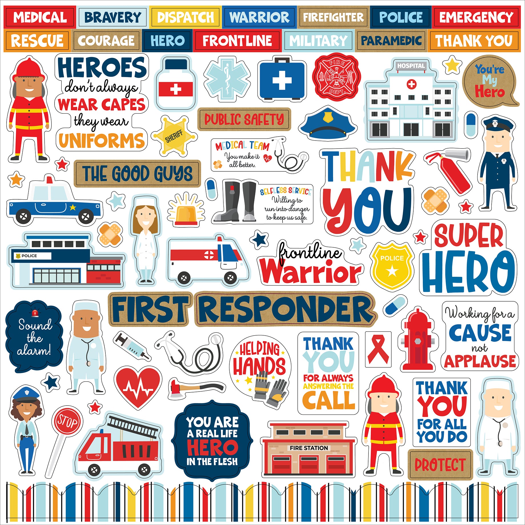 First Responder Collection 13-Piece Collection Kit by Echo Park Paper-12 Papers, 1 Sticker