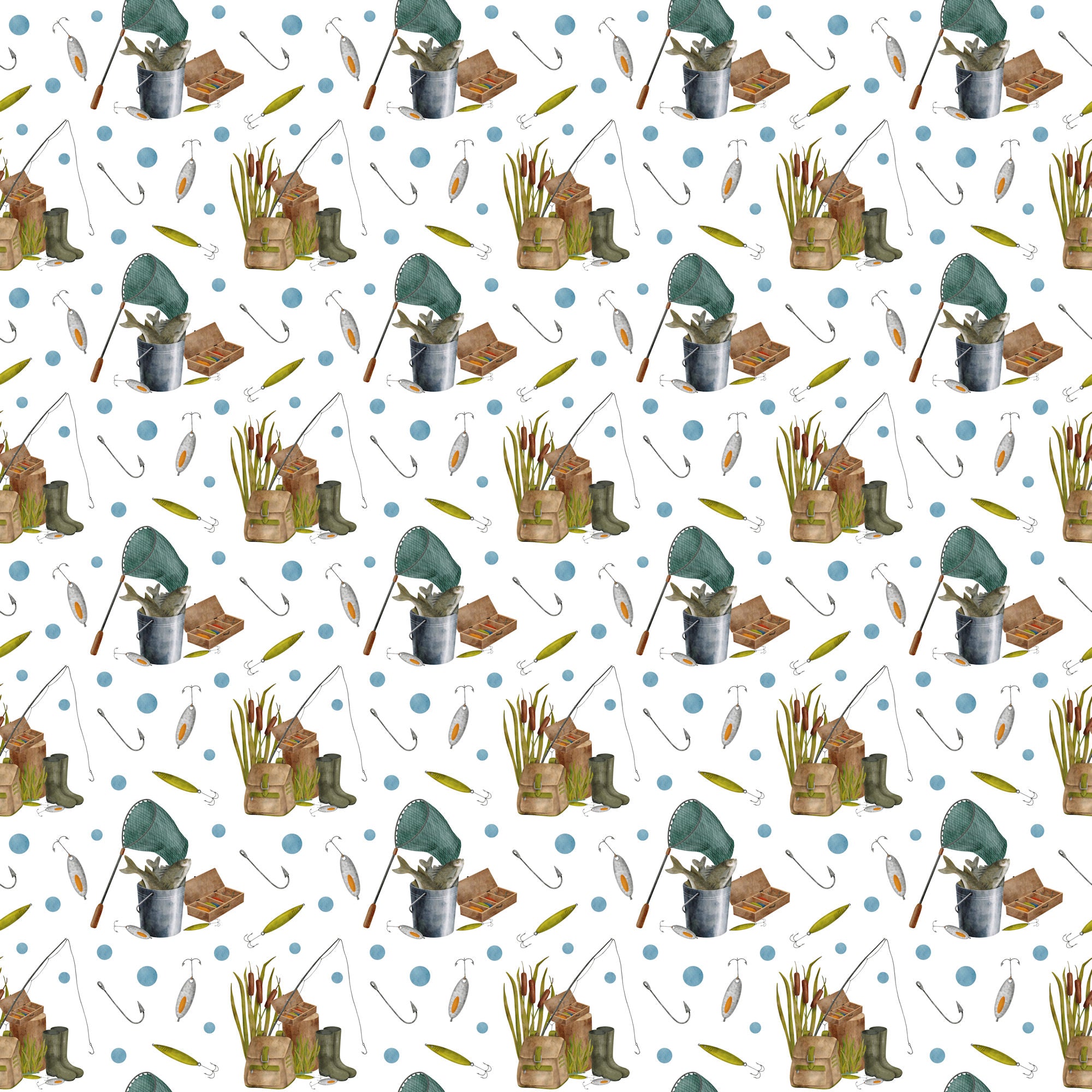 Fish Tales Collection Wishin' To Be Fishin' 12 x 12 Double-Sided Scrapbook Paper by SSC Designs