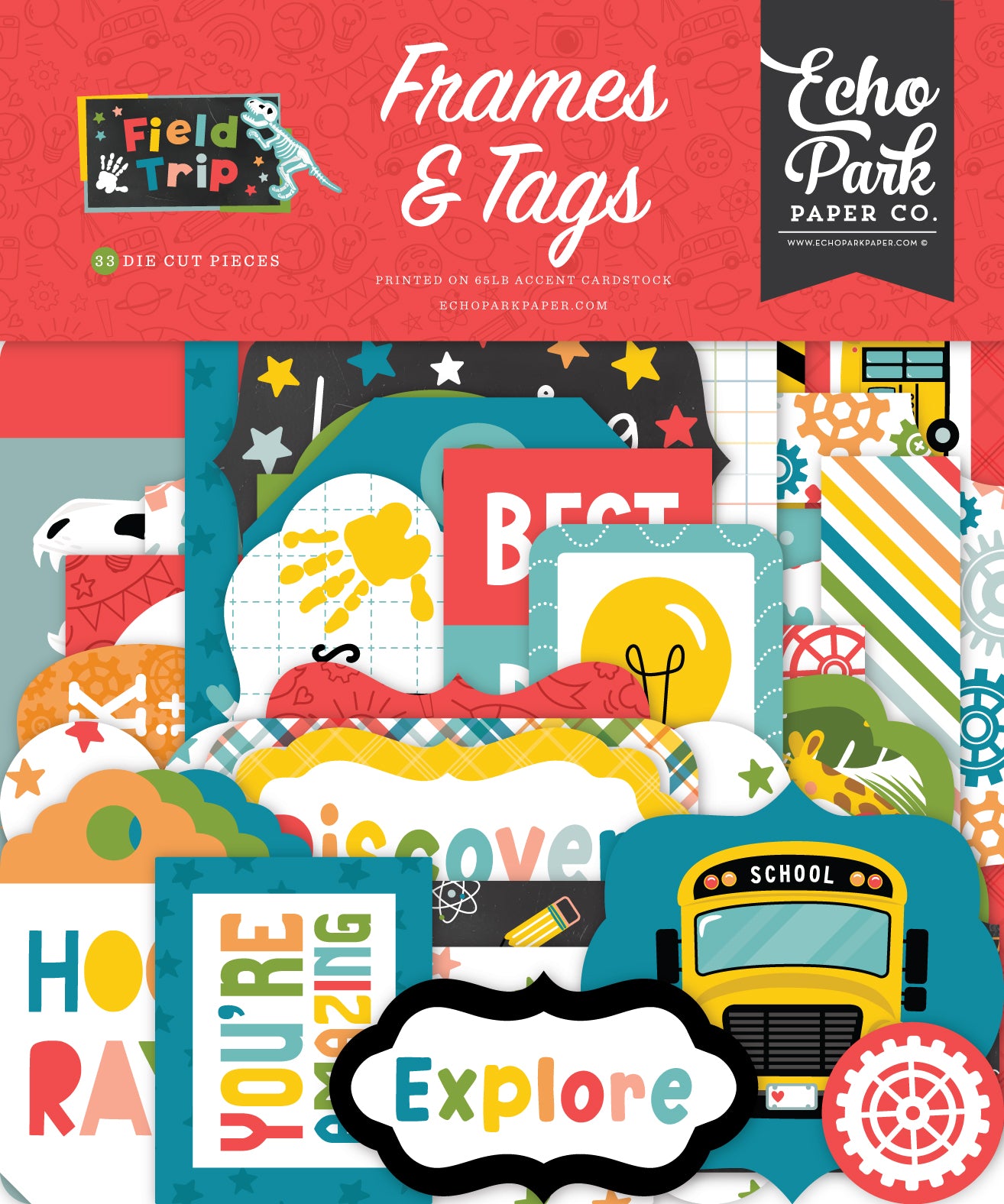 Field Trip Collection 5 x 5 Scrapbook Frames & Tags Embellishments by Echo Park Paper