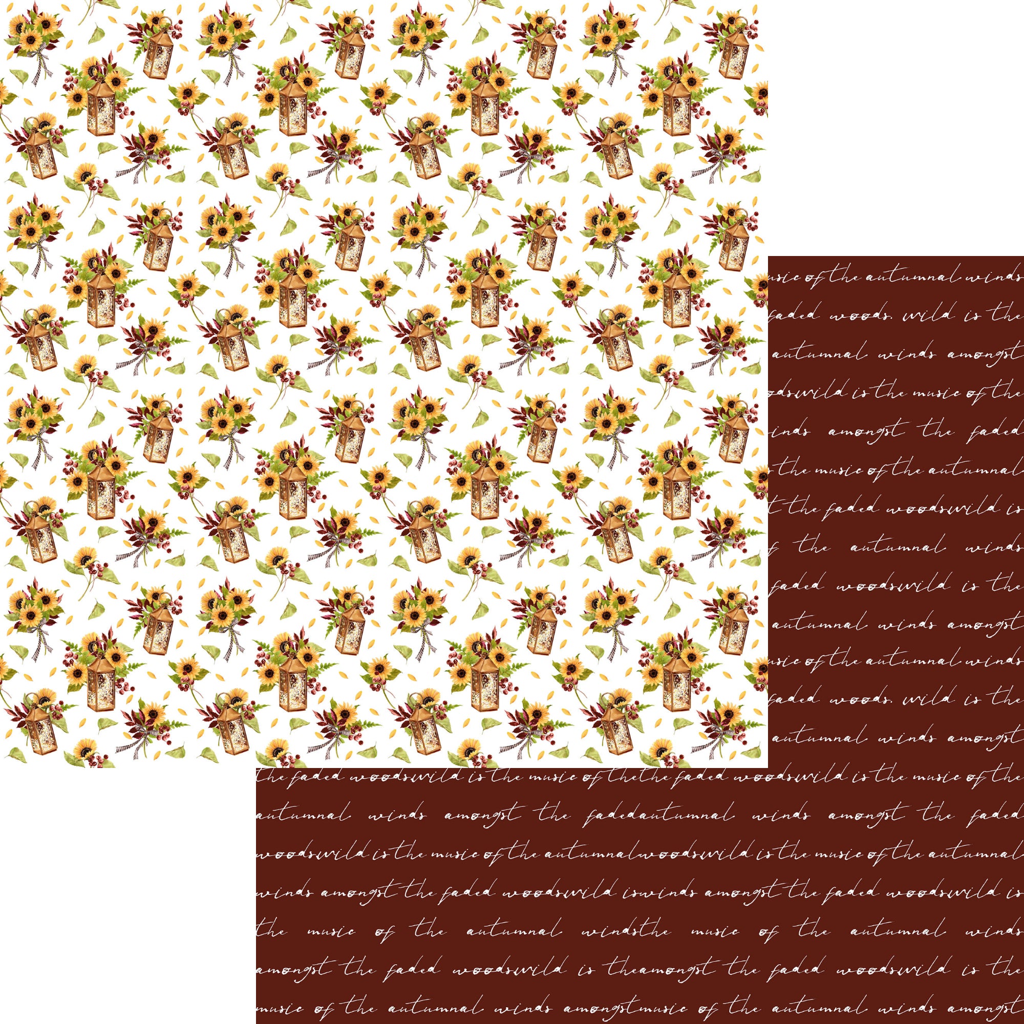 Favorite Fall Collection Sunflower Lanterns 12 x 12 Double-Sided Scrapbook Paper by SSC Designs