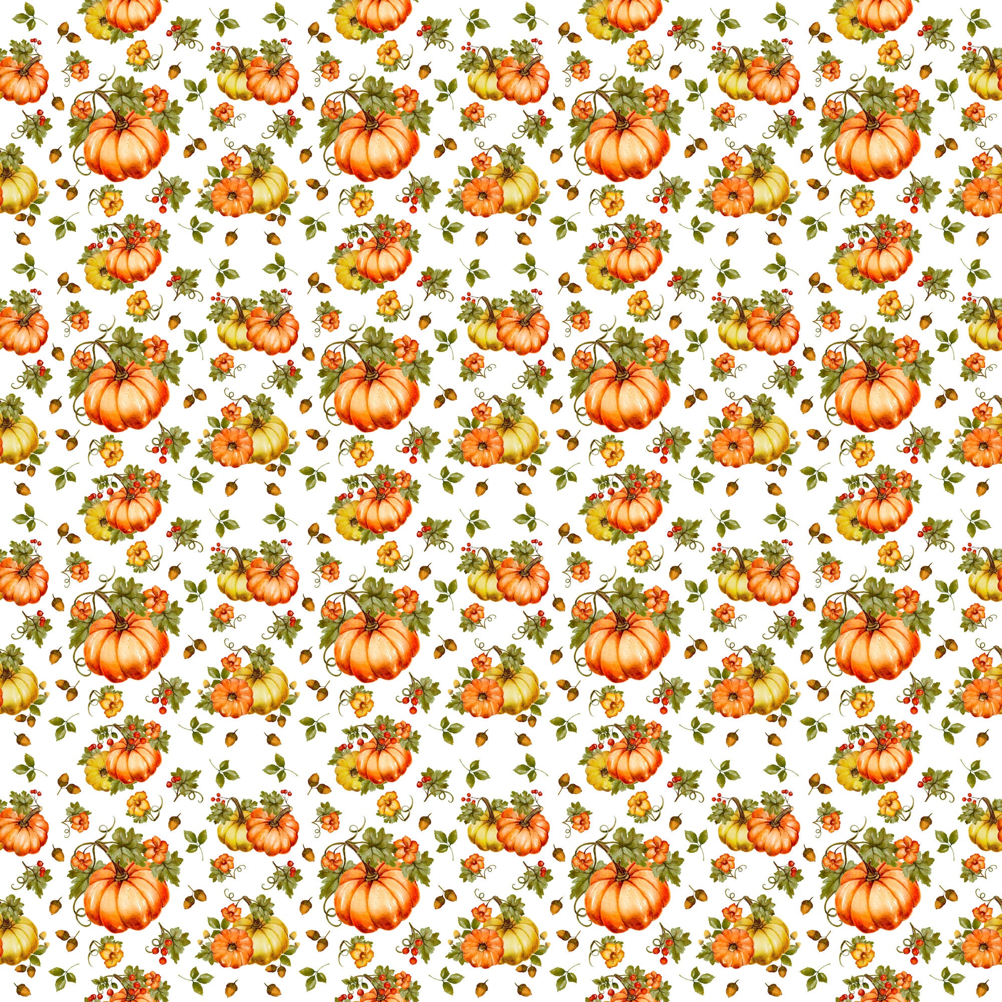 Pumpkin Harvest Fall Floral Digital Papers for Scrapbook Album Design  Fabric Printing Thanksgiving Invitation - Essem Creatives