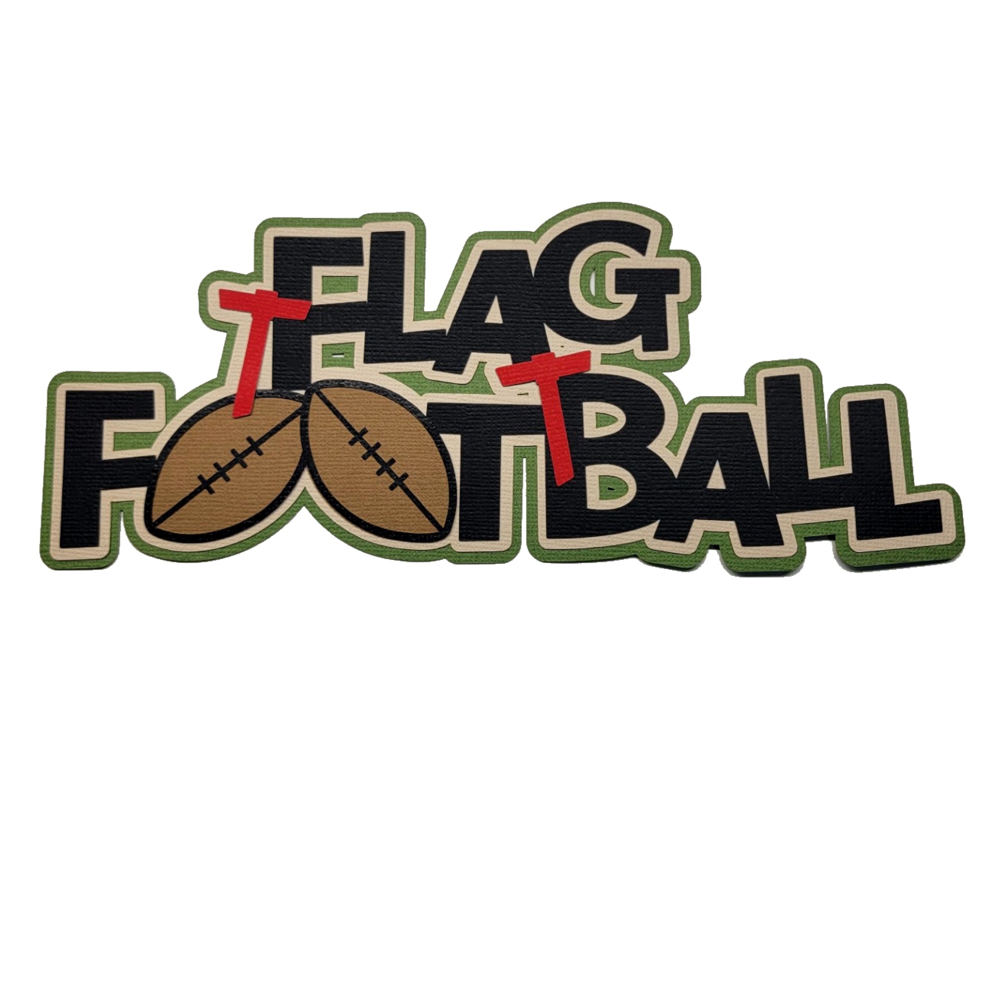 Flag Football Title 6 x 5 Fully-Assembled Scrapbook Embellishment by SSC Laser Designs