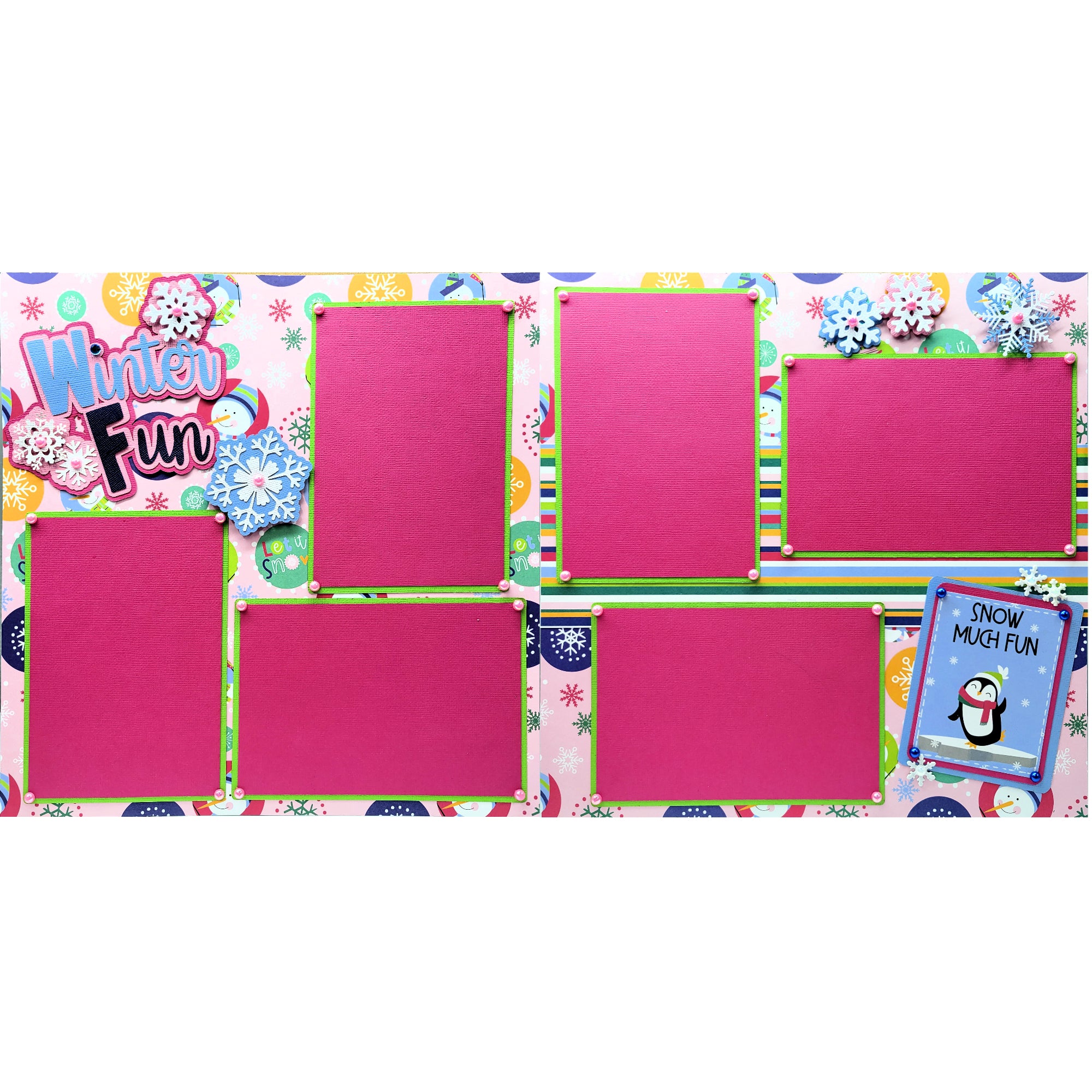 Winter Fun (2) - 12 x 12 Pages, Fully-Assembled & Hand-Crafted 3D Scrapbook Premade by SSC Designs