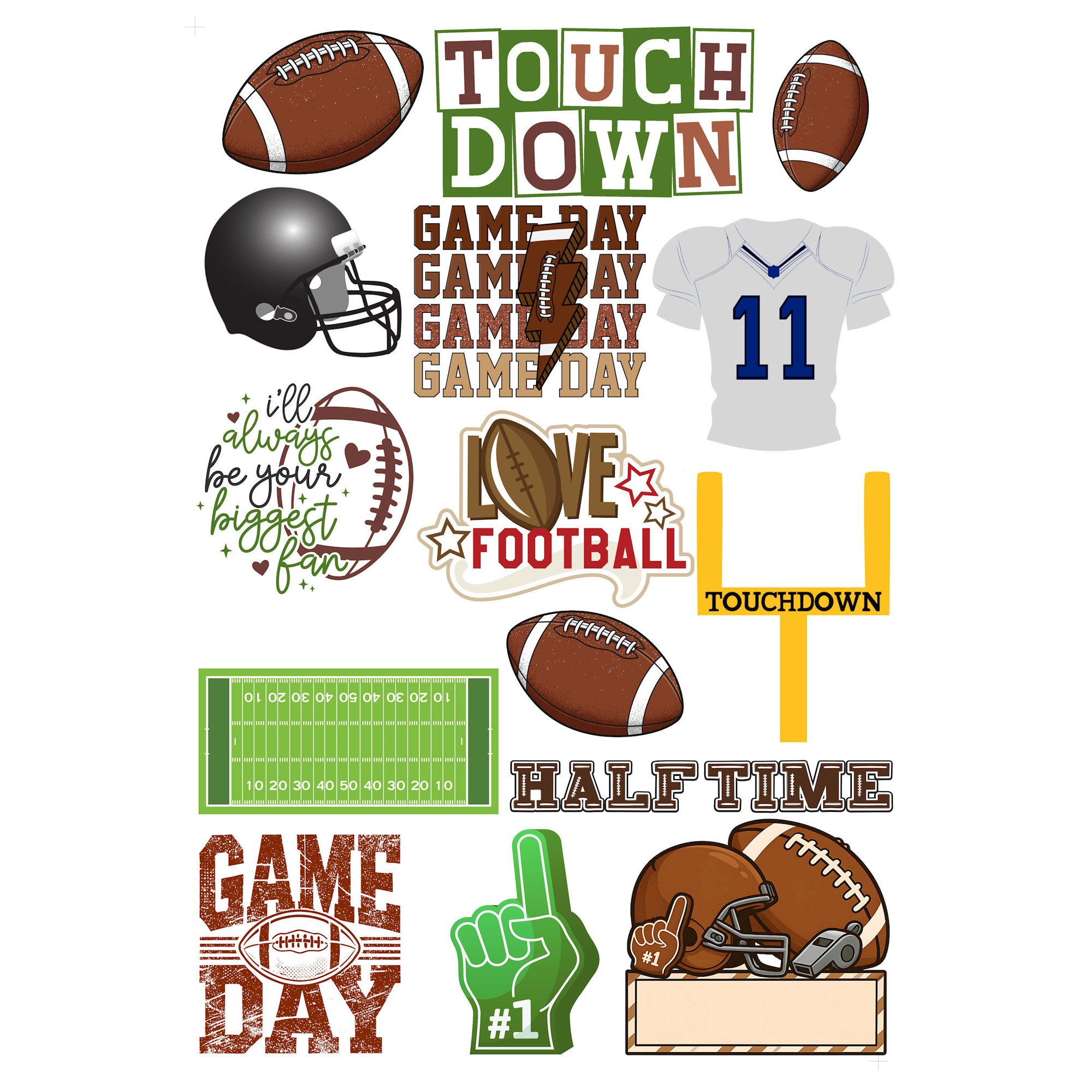Go Big Sports Collection Football Laser Cut Scrapbook Ephemera Embellishments by SSC Designs