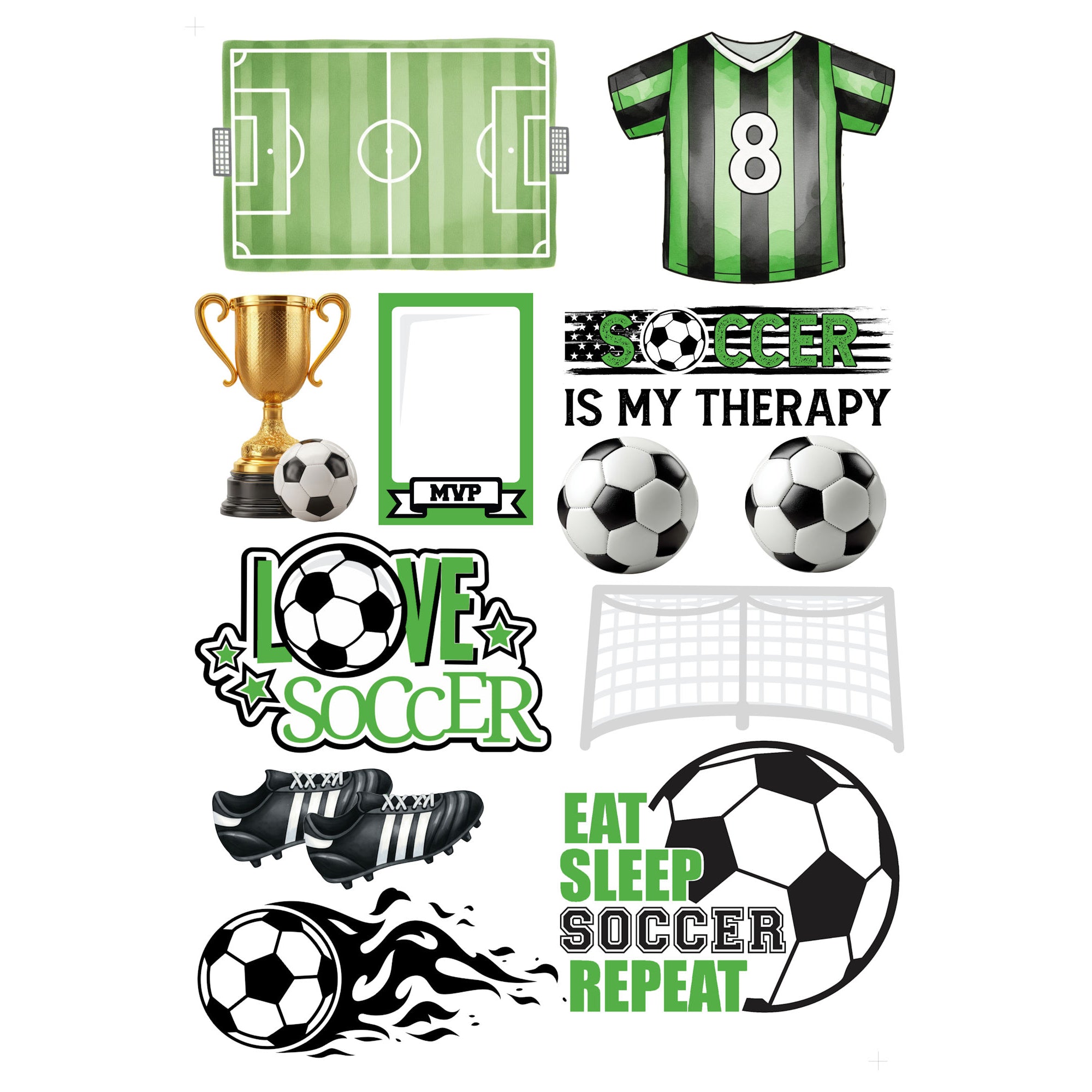 Go Big Sports Collection Soccer Laser Cut Scrapbook Ephemera Embellishments by SSC Designs