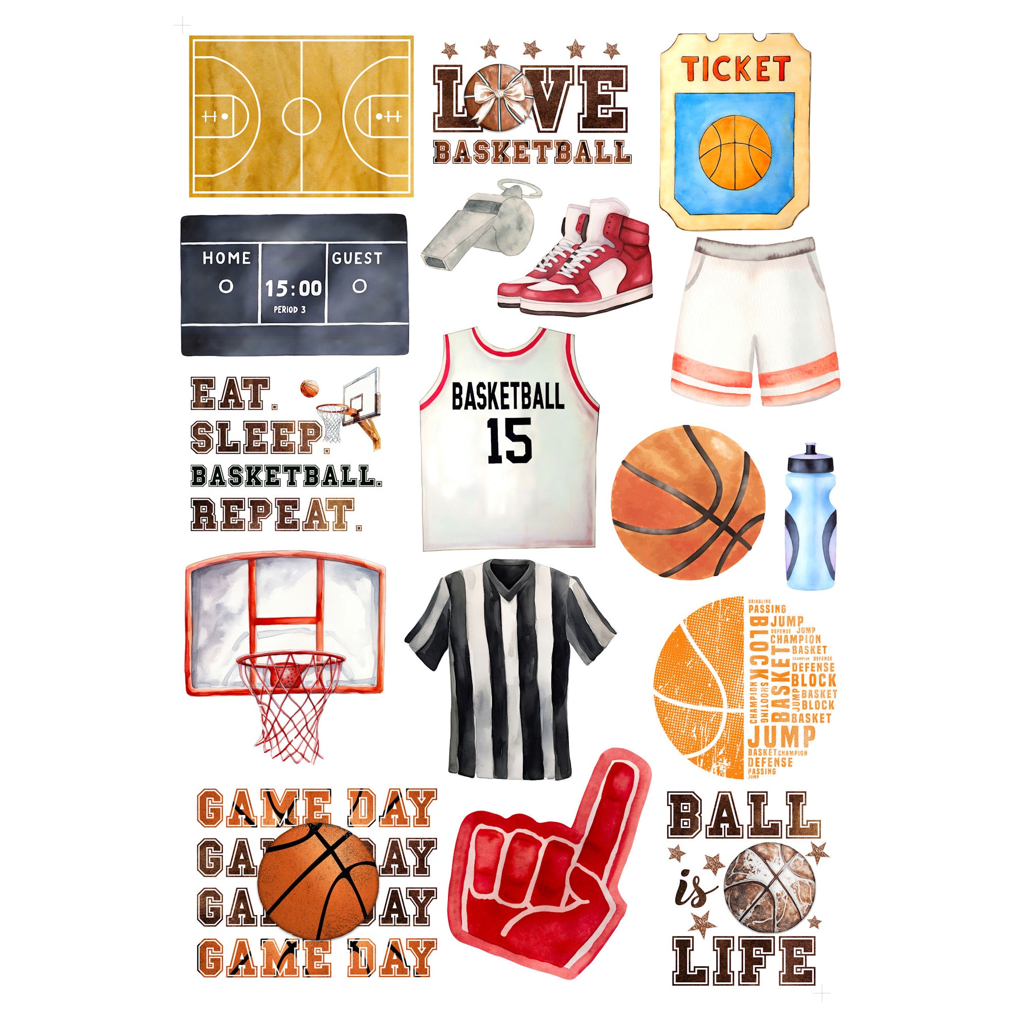 Go Big Sports Collection Basketball Laser Cut Scrapbook Ephemera Embellishments by SSC Designs