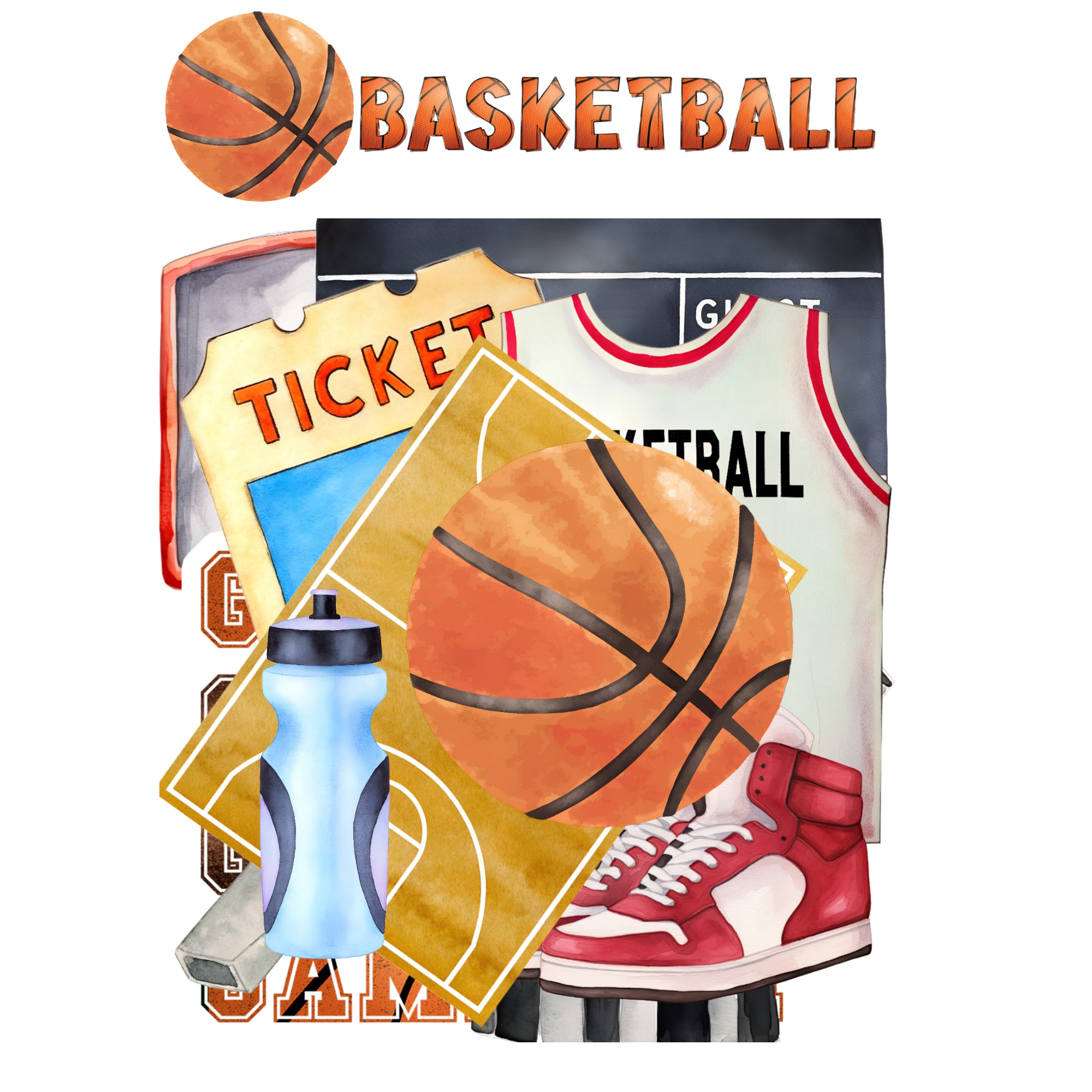 Go Big Sports Collection Basketball Laser Cut Scrapbook Ephemera Embellishments by SSC Designs