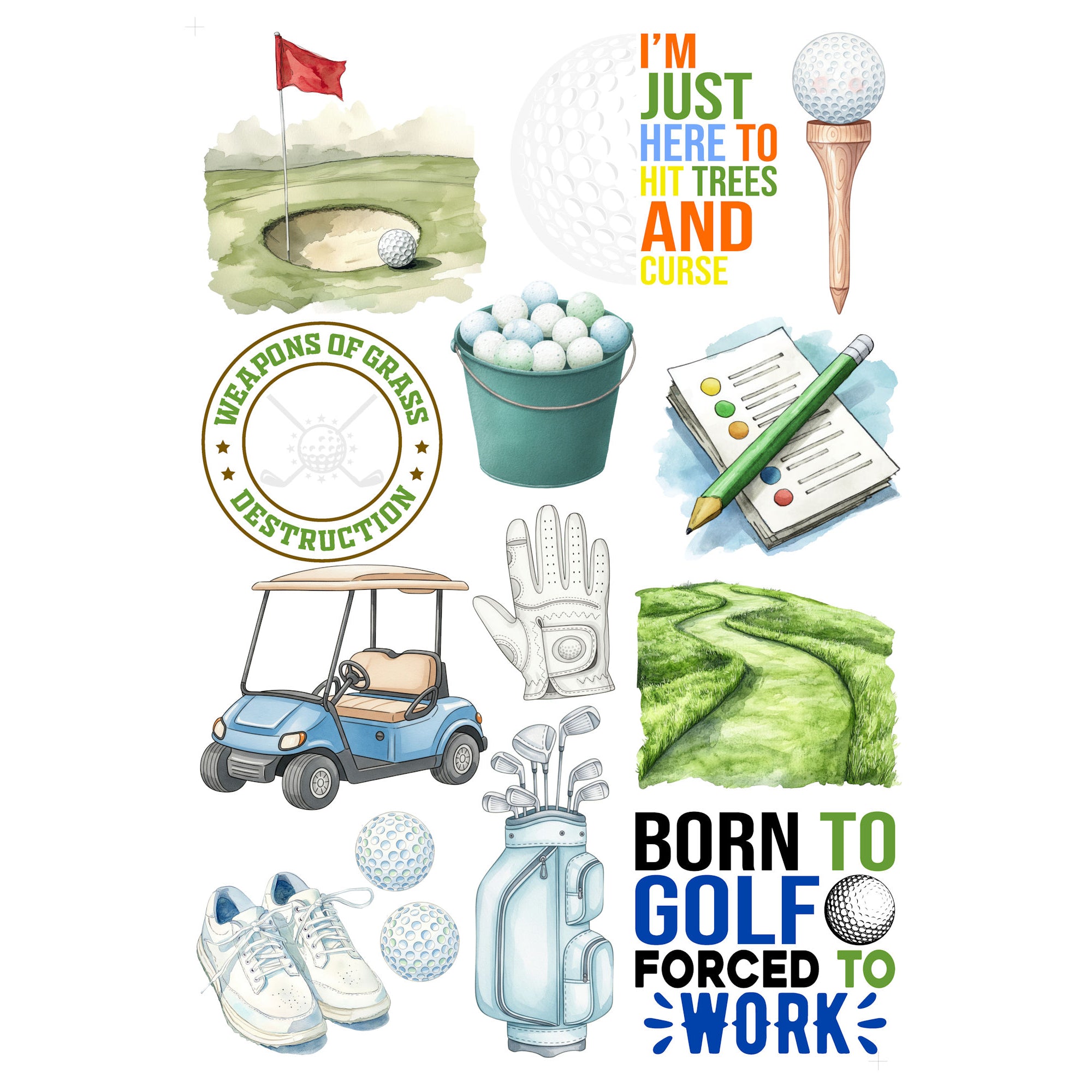 Go Big Sports Collection Golf Laser Cut Scrapbook Ephemera Embellishments by SSC Designs