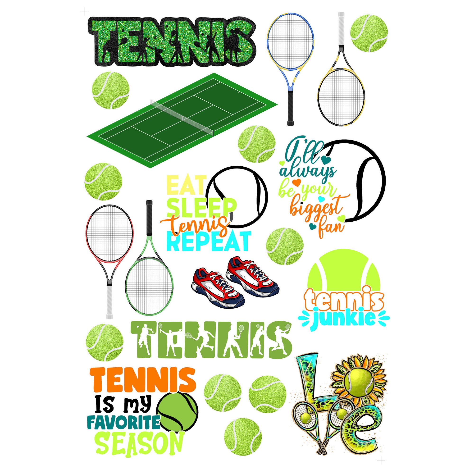 Go Big Sports Collection Tennis Laser Cut Scrapbook Ephemera Embellishments by SSC Designs