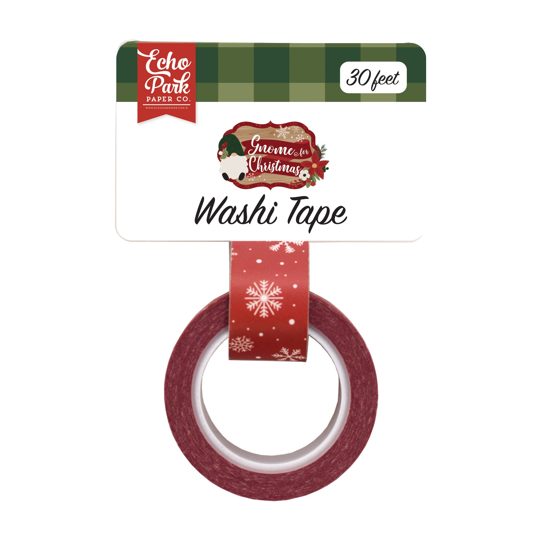 Gnome For Christmas Collection Red Snowflakes Washi Tape by Echo Park Paper - 30 Feet