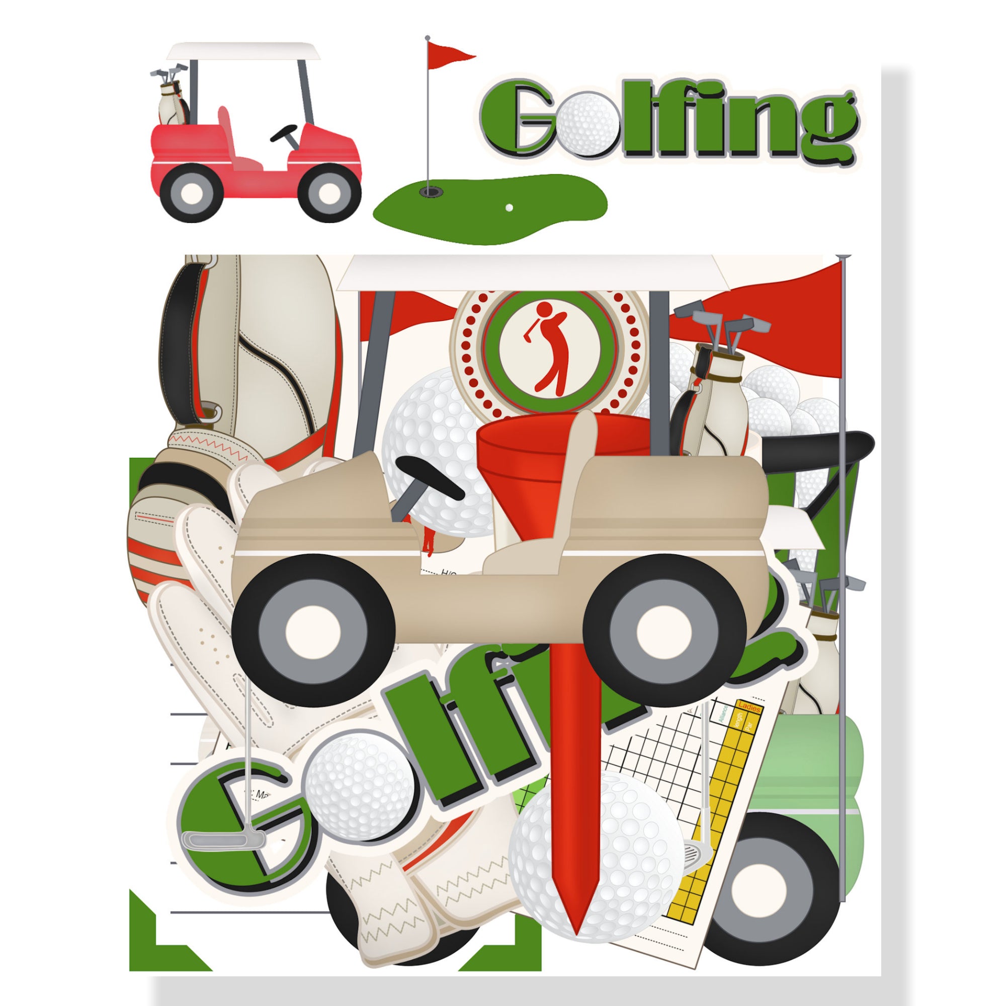 Golfing 12 x 12 Scrapbook Paper & Embellishment Kit by SSC Designs