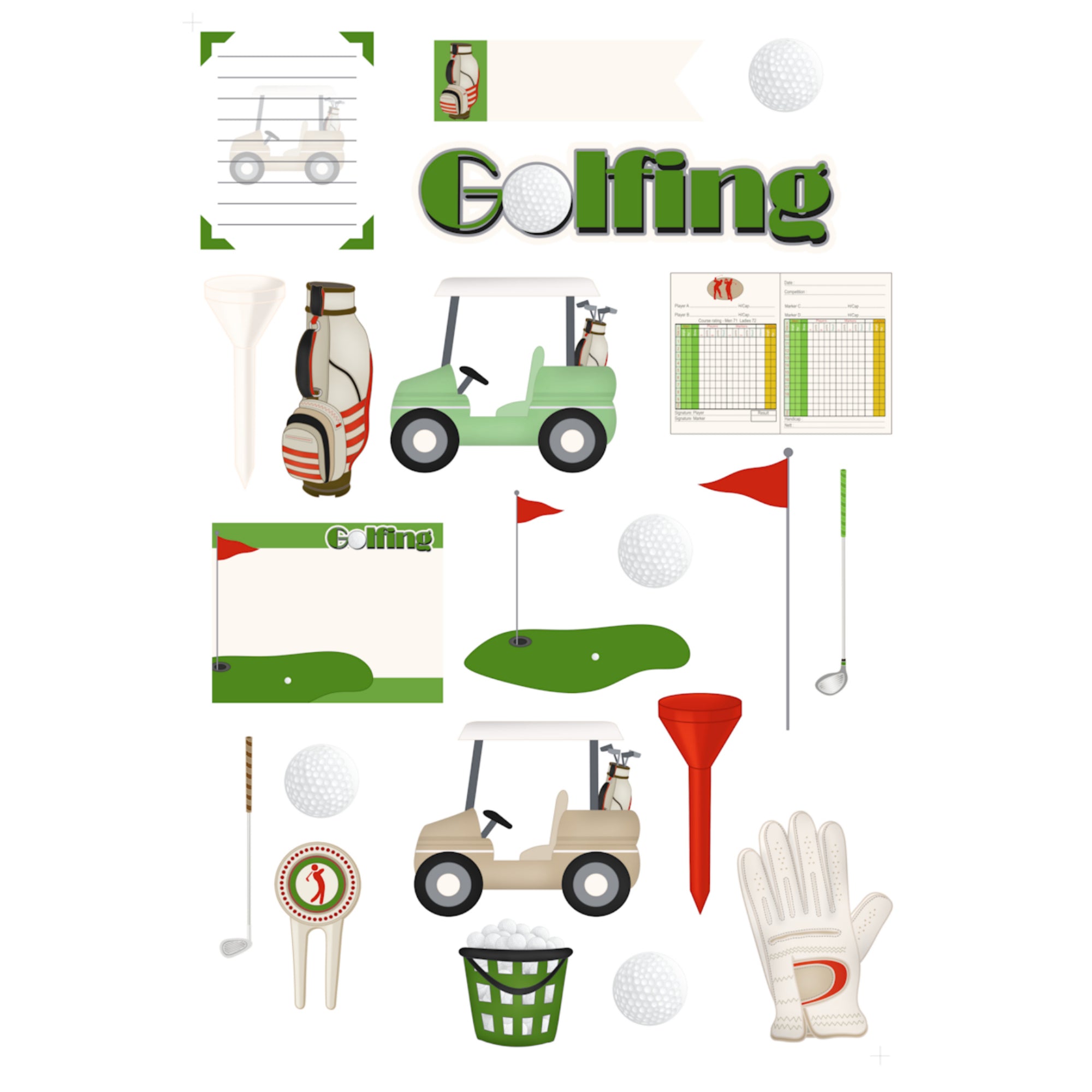 Golfing Collection Laser Cut Scrapbook Ephemera Embellishments by SSC Designs