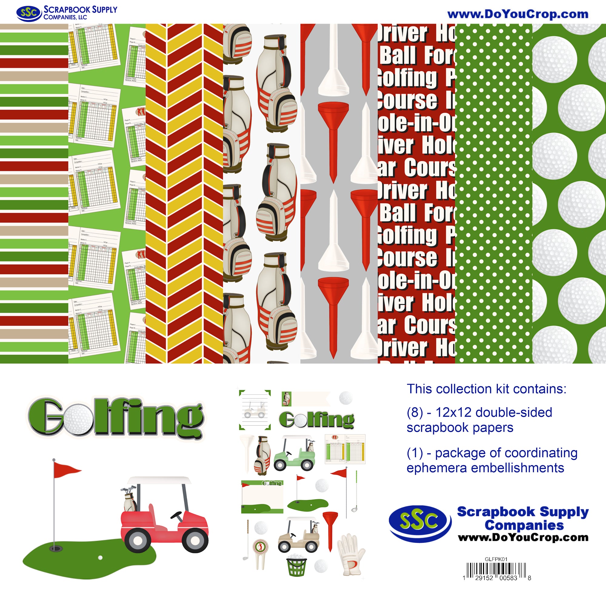 Golfing 12 x 12 Scrapbook Paper & Embellishment Kit by SSC Designs